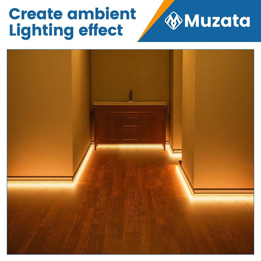 Black LED Baseboard Lighting Aluminum Channel Muzata U129