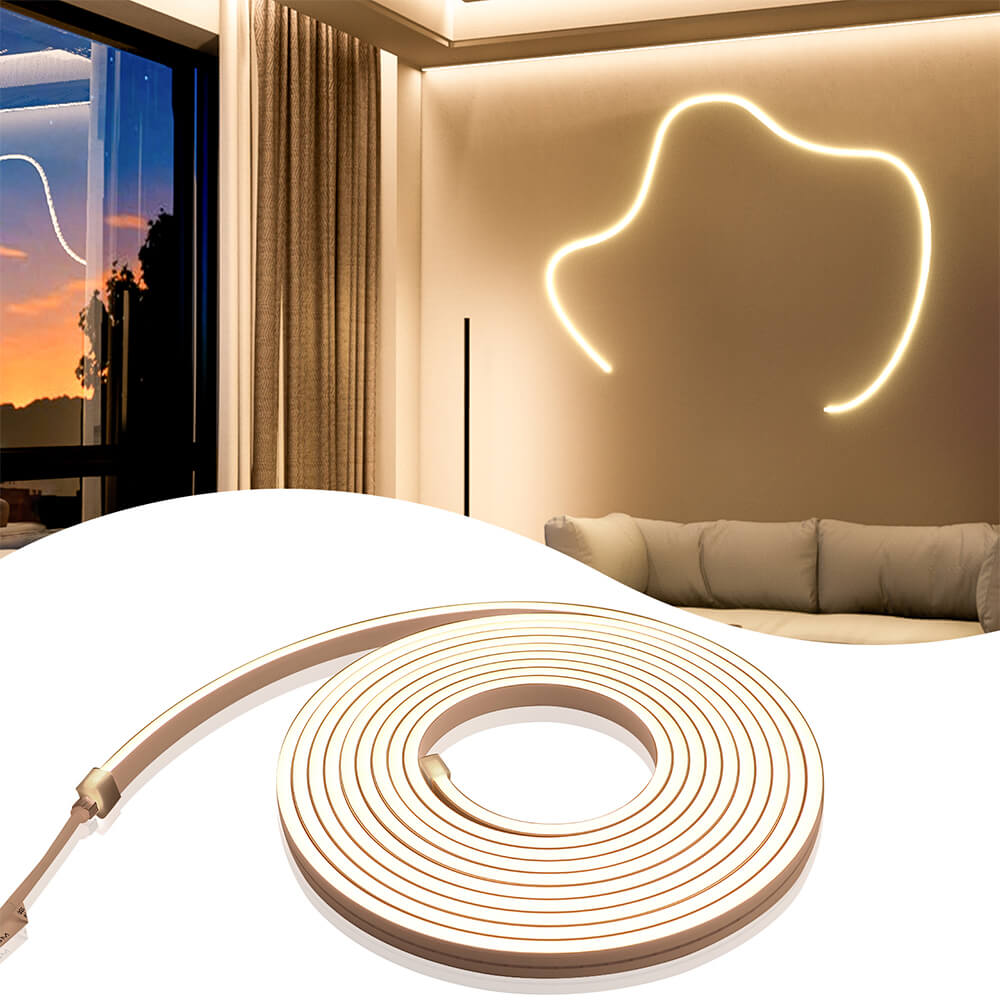 Muzata 16.4Ft/5M Spotless LED Rope Light 24V 3000K Warm White Flexible IP67 Waterproof LED Rope Lights for Outdoor Indoor Decor DW21