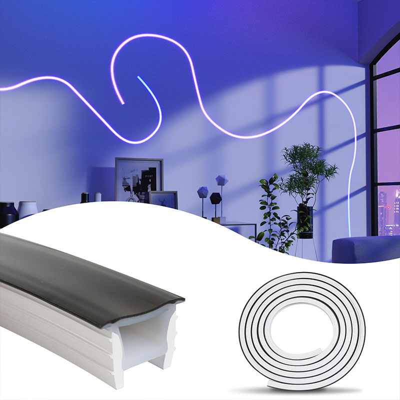 Muzata 16.5ft/5Meter Recessed Silicone LED Channel System with Flange Spotless Flexible Tube with Milky White Cover for 12mm LED Strip Light USC6 WW