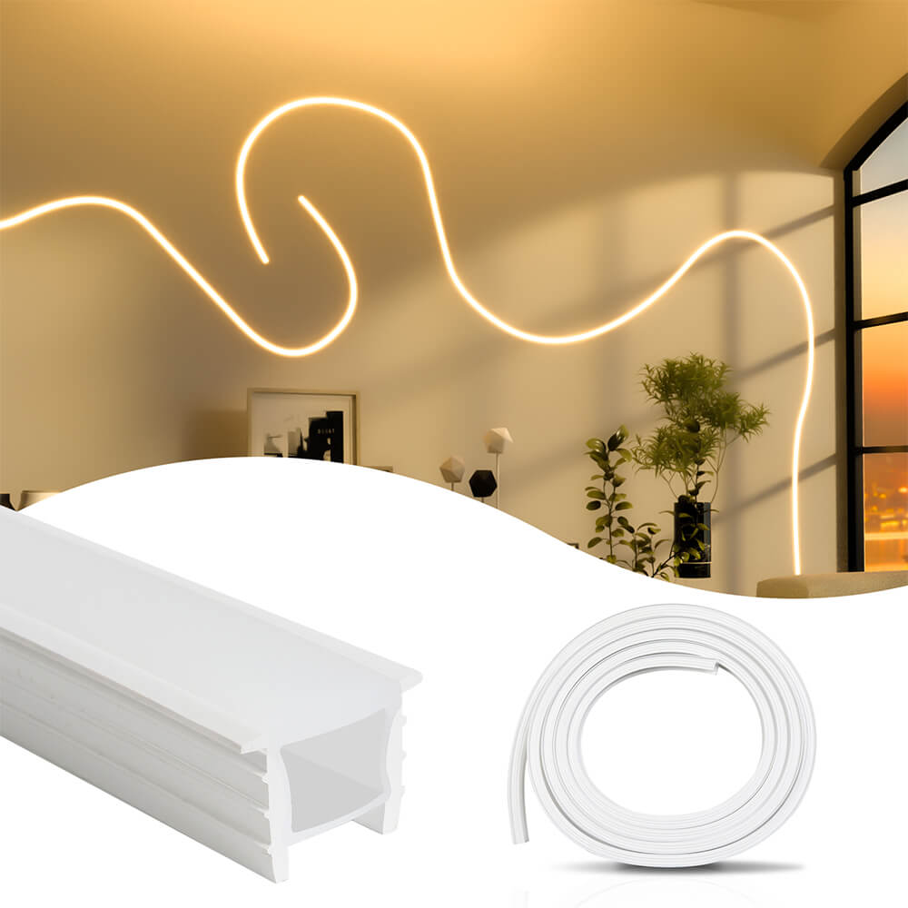 Muzata 16.5ft/5M Spotless Silicone LED Channel System with Flange Recessed Flexible Tube with Milky White Cover USC6 WW
