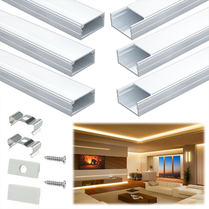 Muzata Silver LED Channel System with Milky White Cover for Waterproof Strip Tape Light Philips Hue Plus Diffuser, U102 WW
