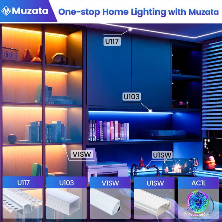 Muzata 10Pack 1FT/12inch V Shape Aluminum LED Channel System V1SW