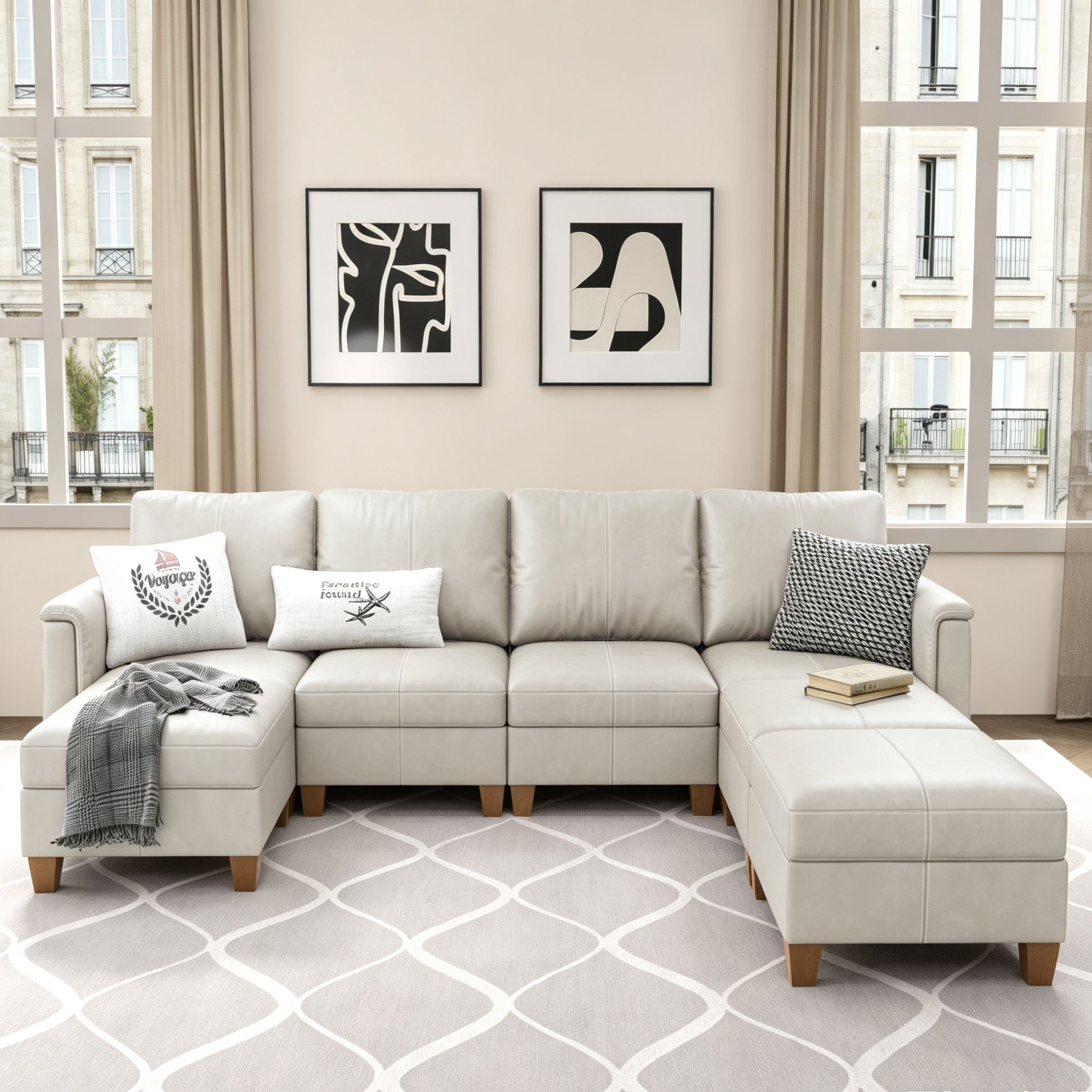 Nexus 7-Seat Leather Sofa | Poly and Bark Sofa