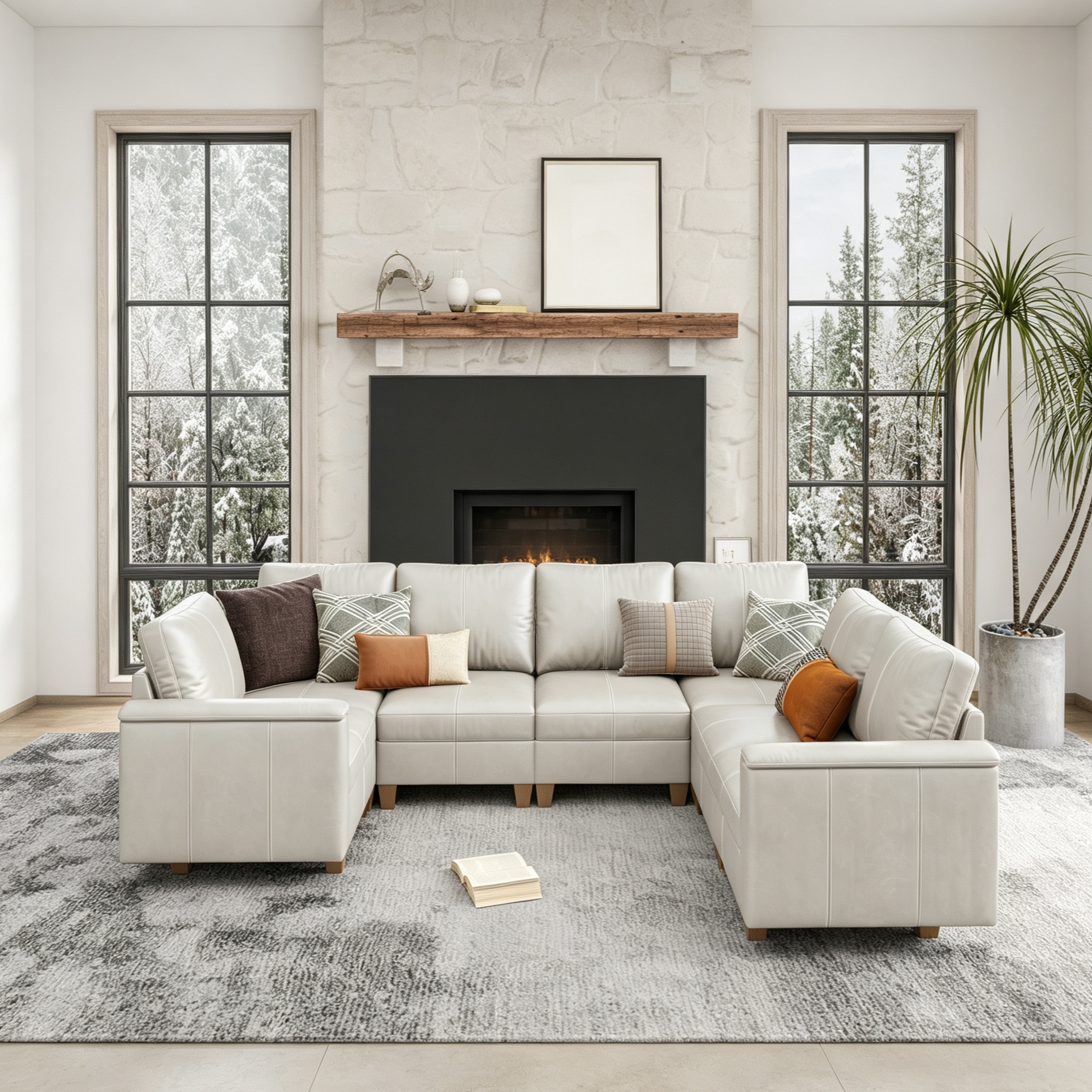 Nexus 7-Seat Leather Sectional Couch | Sleeper Sofa