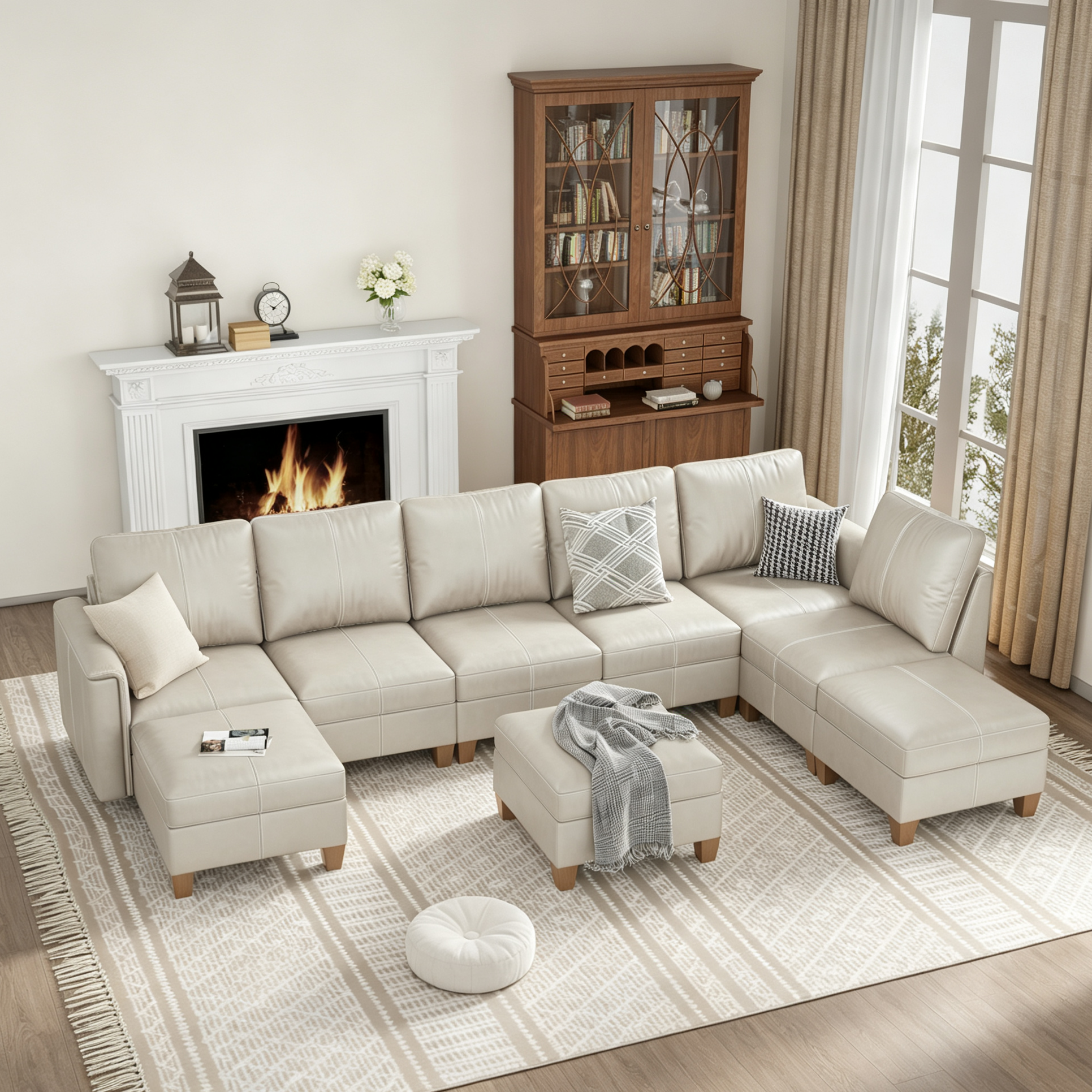 Nexus 9-Seat Leather Sectional | Living Room Furniture