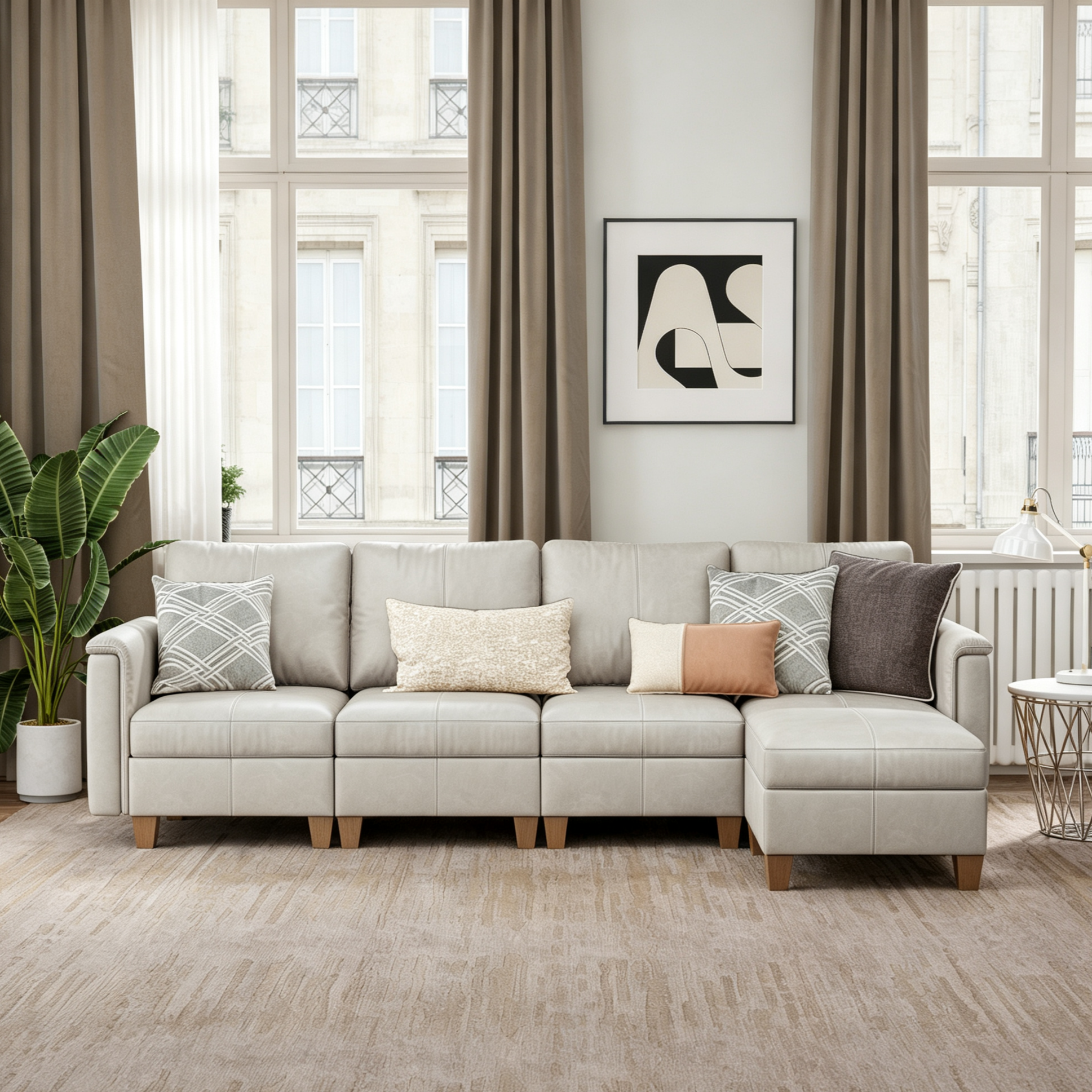 Nexus 5-Seat Modular Living Room | Leather Couch