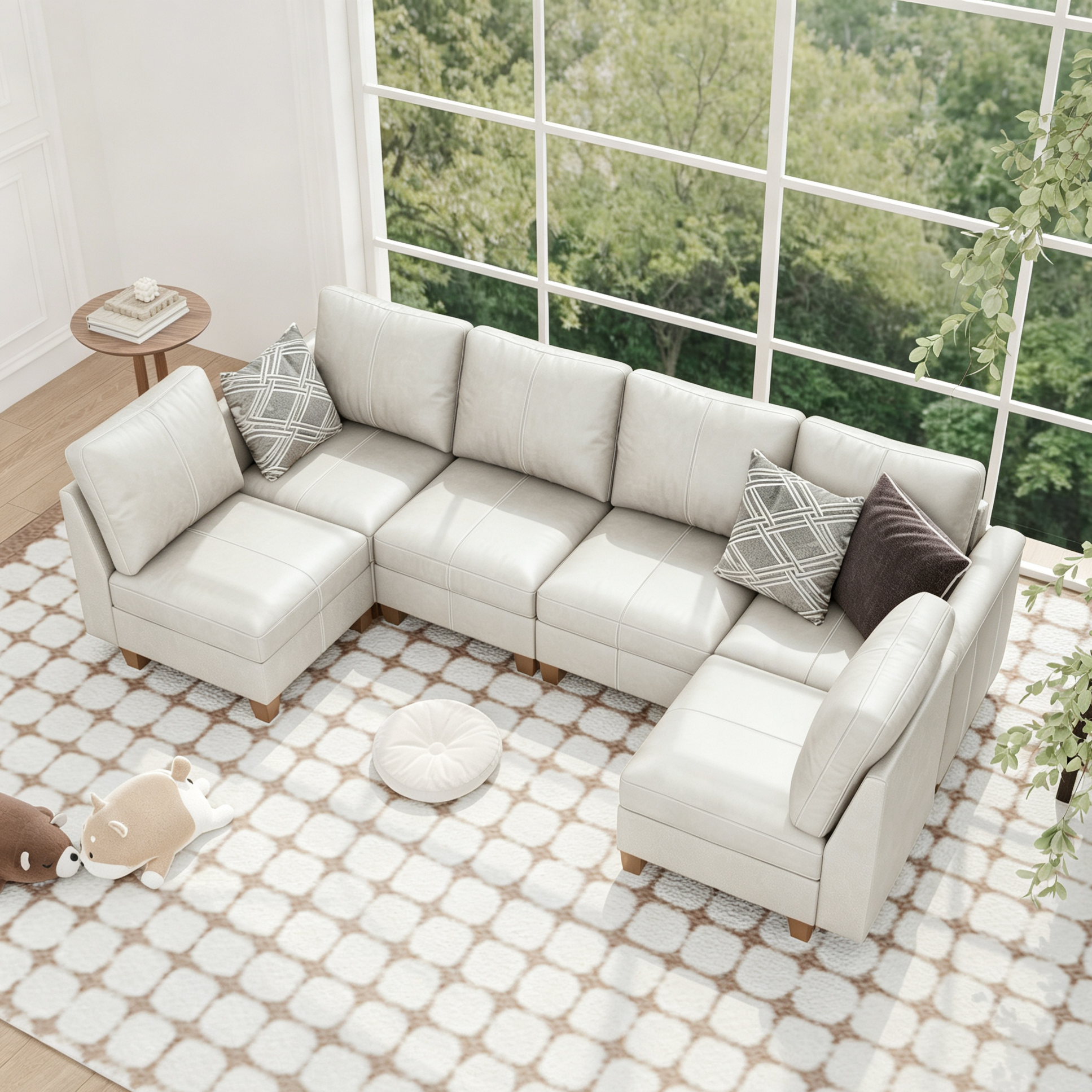 Nexus 6-Seat Leather Sofa | L-Shaped Living Room