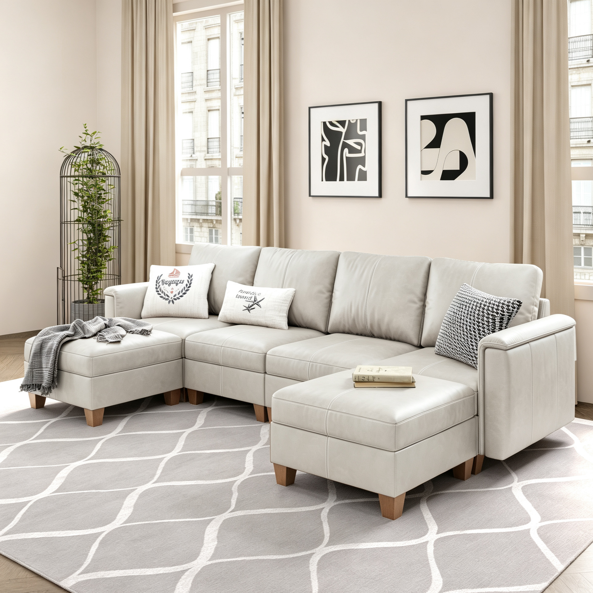 Nexus 6-Seat Sofa | Leather Sofas for Living Room