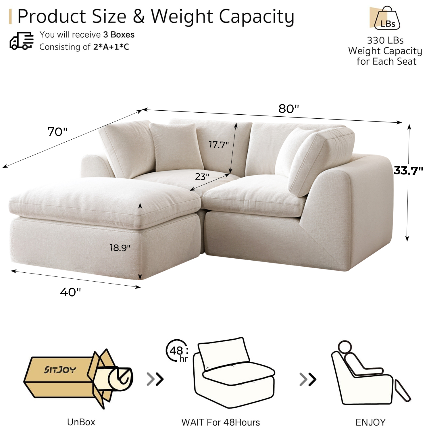 Haven 3-Seat Cloud Couch | Small Space | SITJOY
