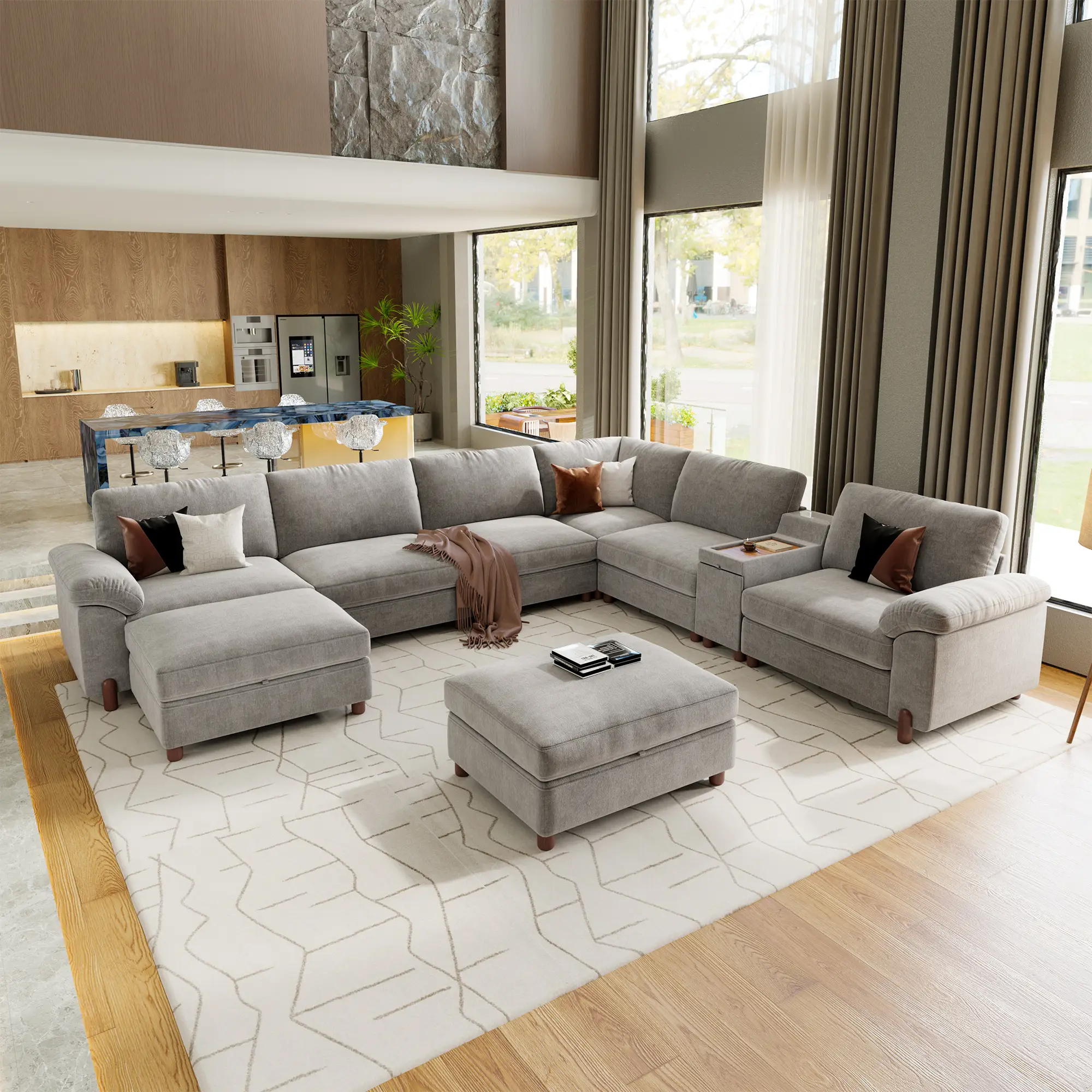 Vista 8-Seat Luxury U-Shaped | Leather Sectional Couch
