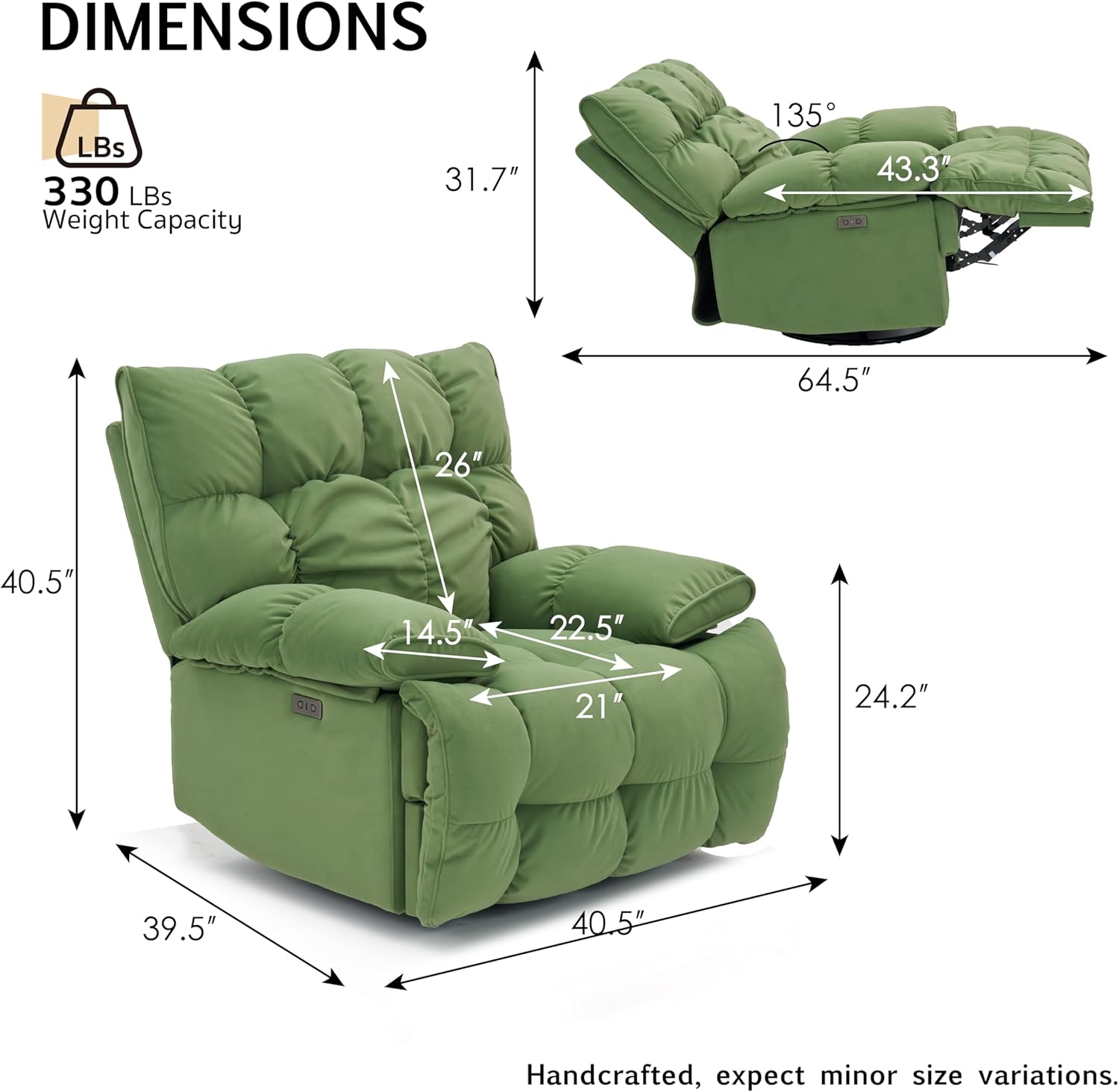 Oversized Swivel Rocker Glider Recliner with Cloud Comfort | SITJOY