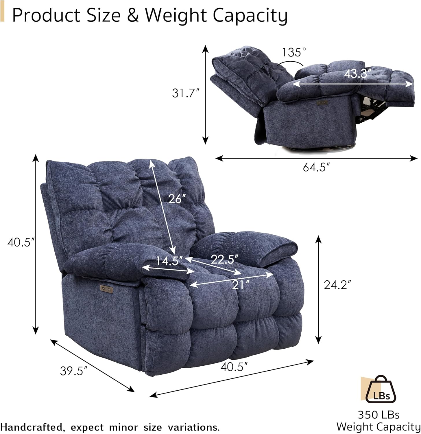 Oversized Swivel Rocker Glider Recliner with Cloud Comfort | SITJOY