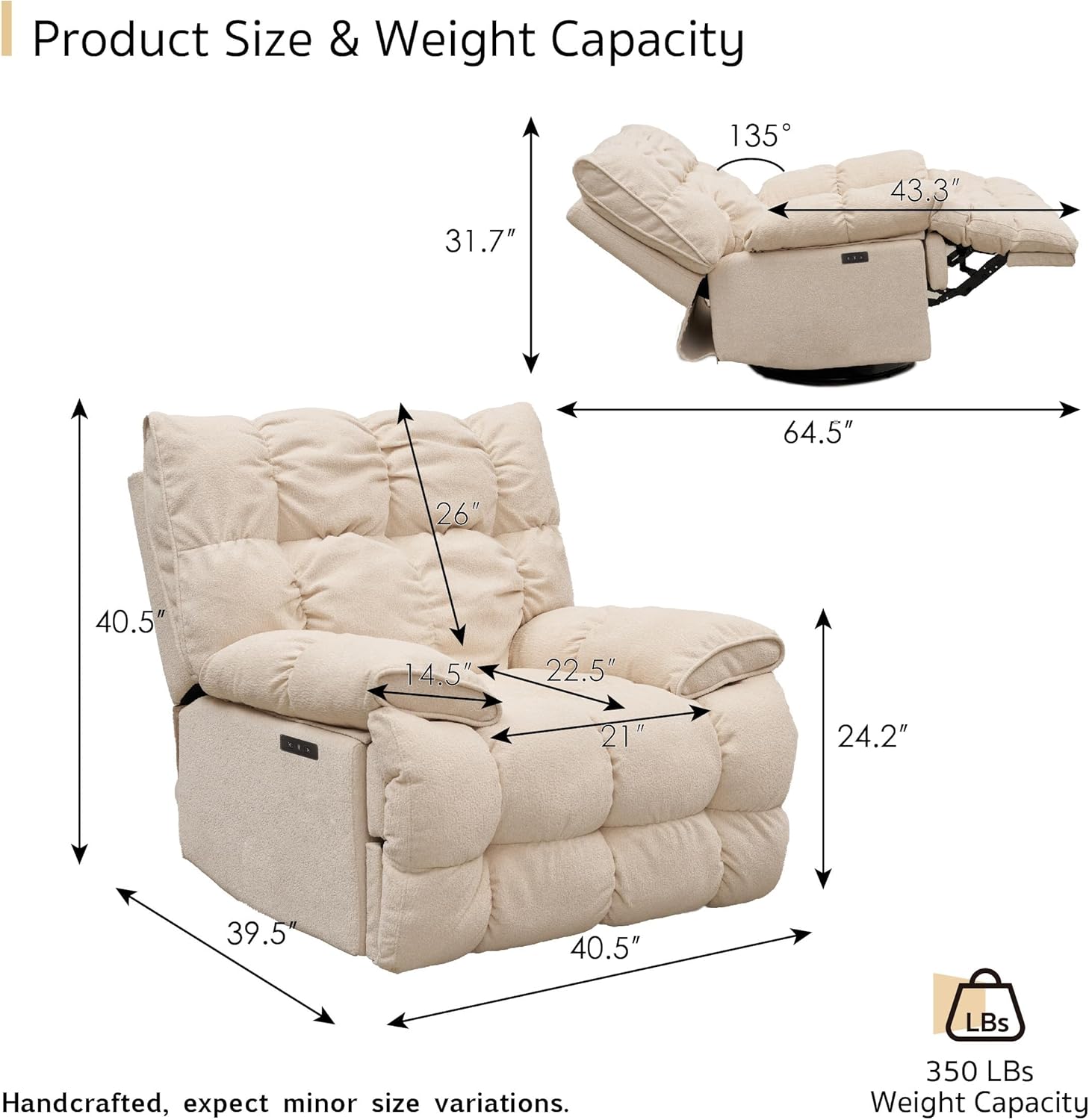 Oversized Swivel Rocker Glider Recliner with Cloud Comfort | SITJOY