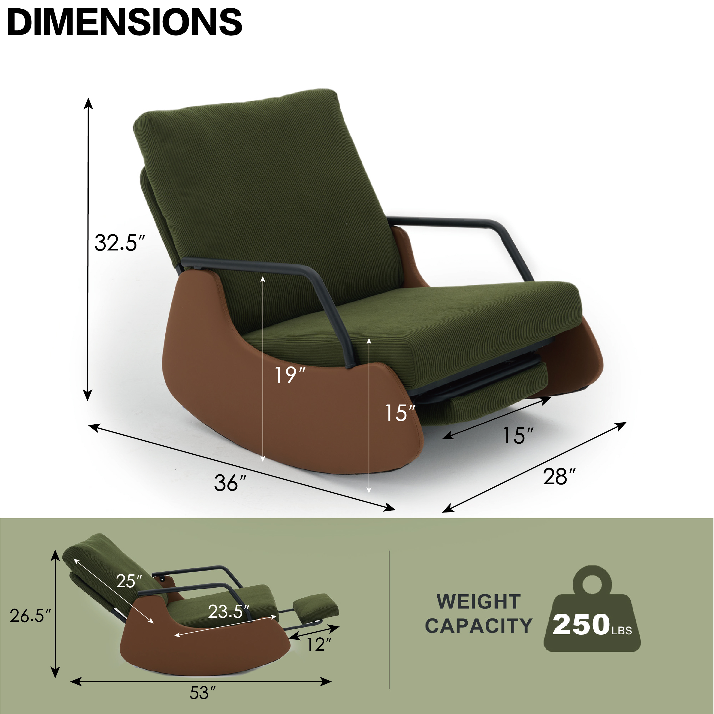 Henry Rocking Recliner Chair with footrest
