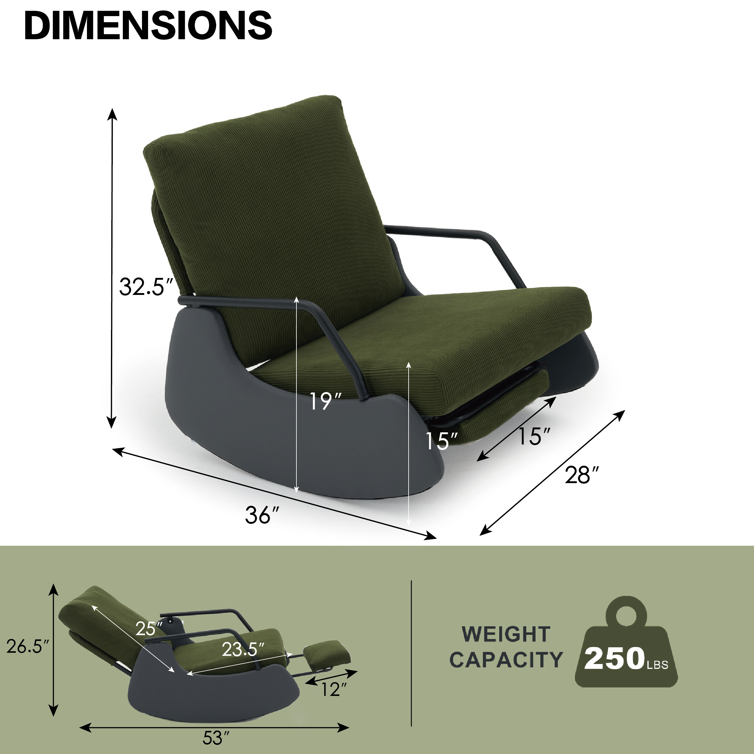 Henry Rocking Recliner Chair with footrest