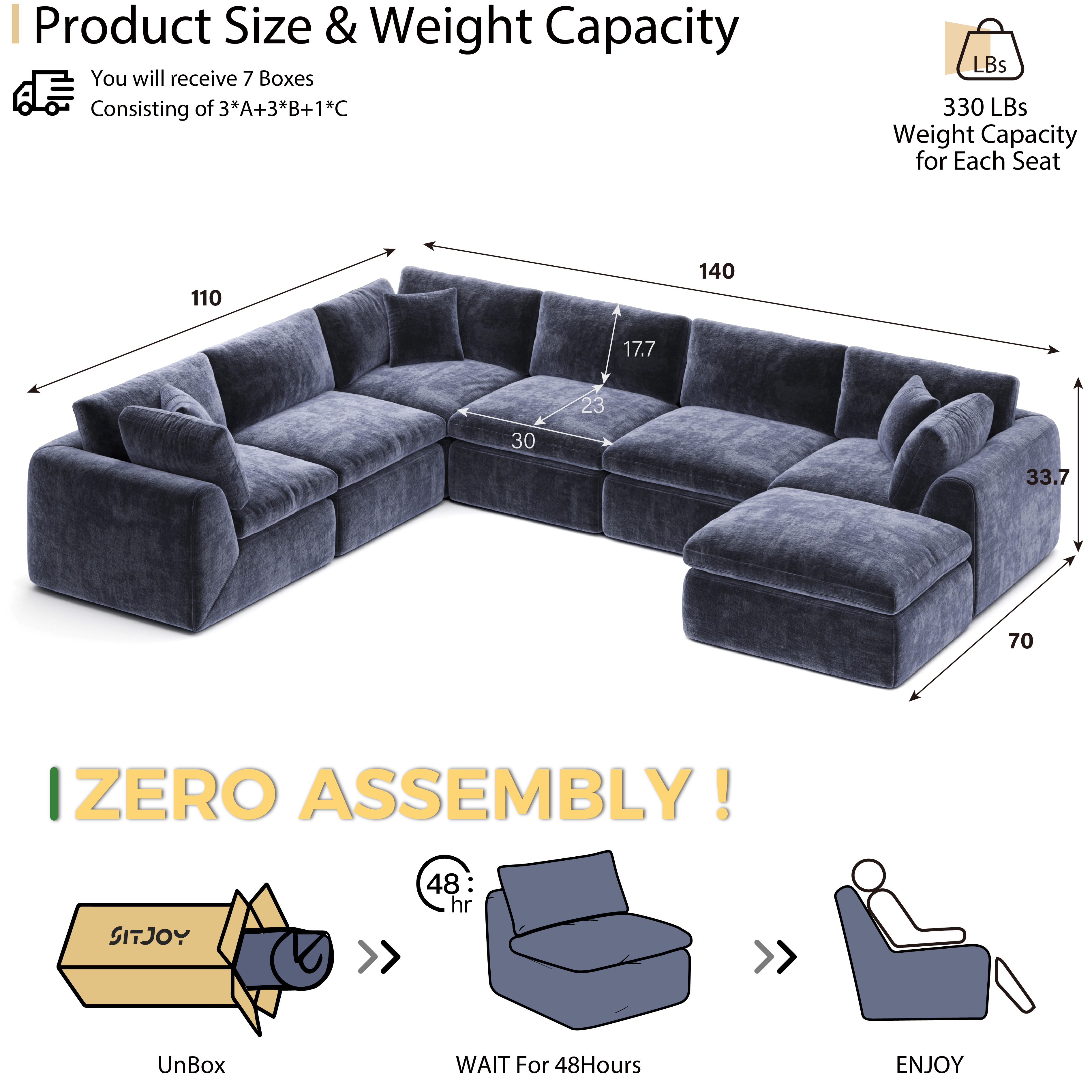 Haven 7-Seat U-Shaped Cloud Sectional | SITJOY