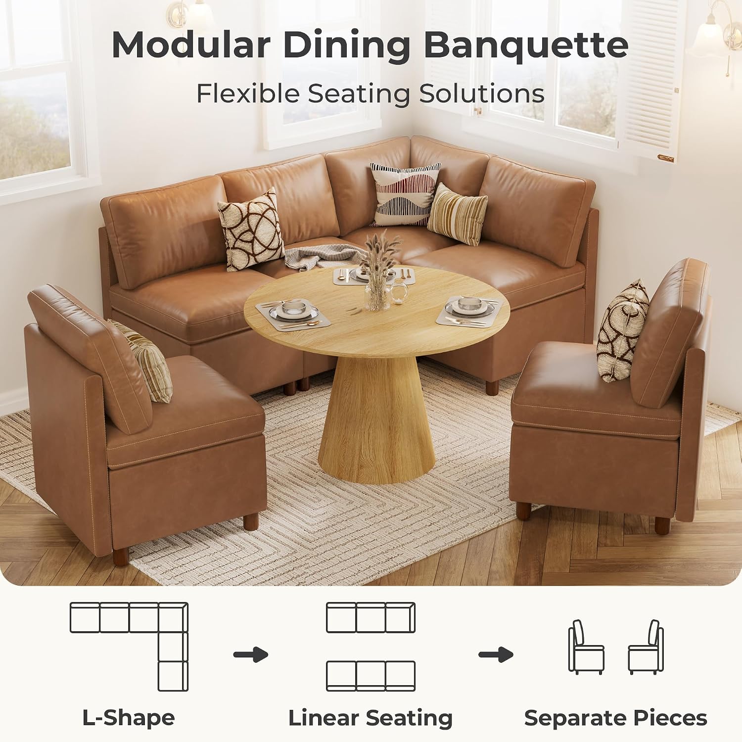 Aura  6-Seat L Shaped Nook with Hidden Storage | SITJOY