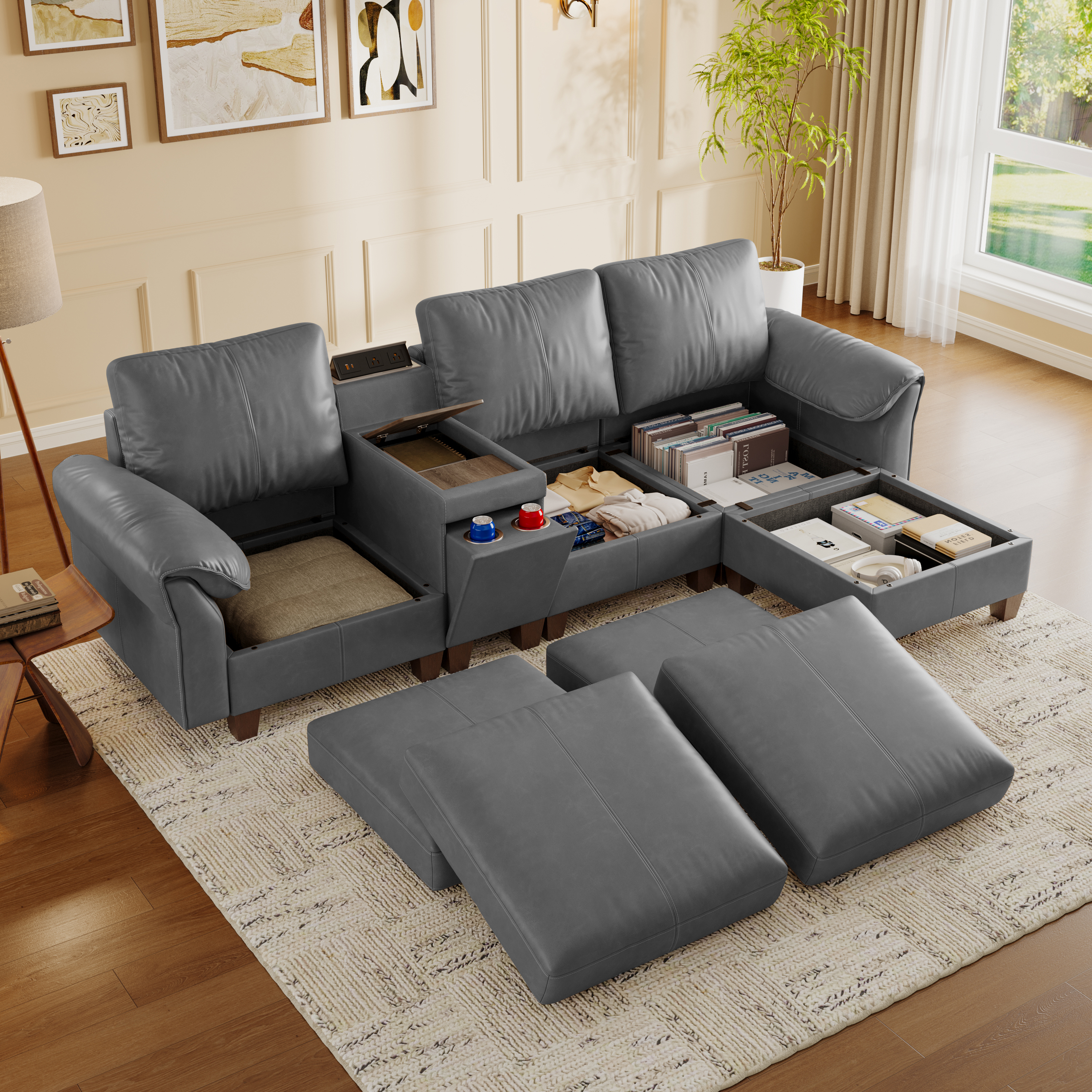 Nest Modular 4 Seats Sofa | with Chaise Longue | SITJOY