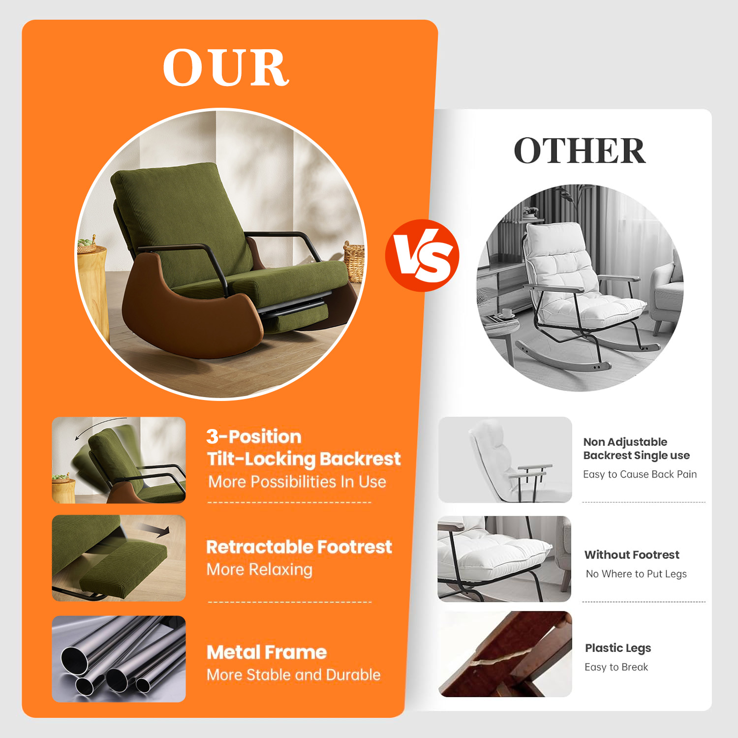 Henry Rocking Recliner Chair with footrest