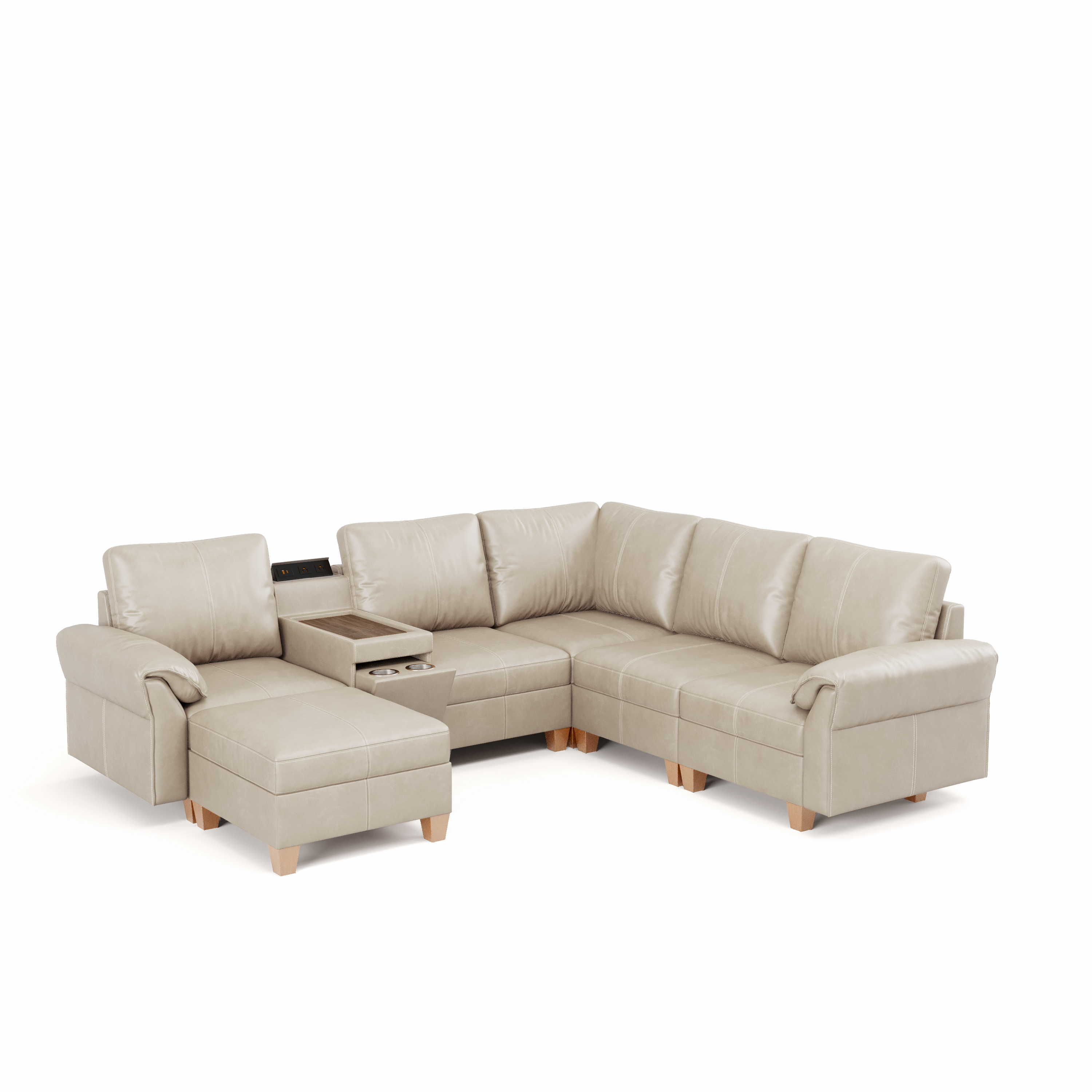 Nest Modular 6 Seats Sofa | Storage Console & Ottoman | SITJOY