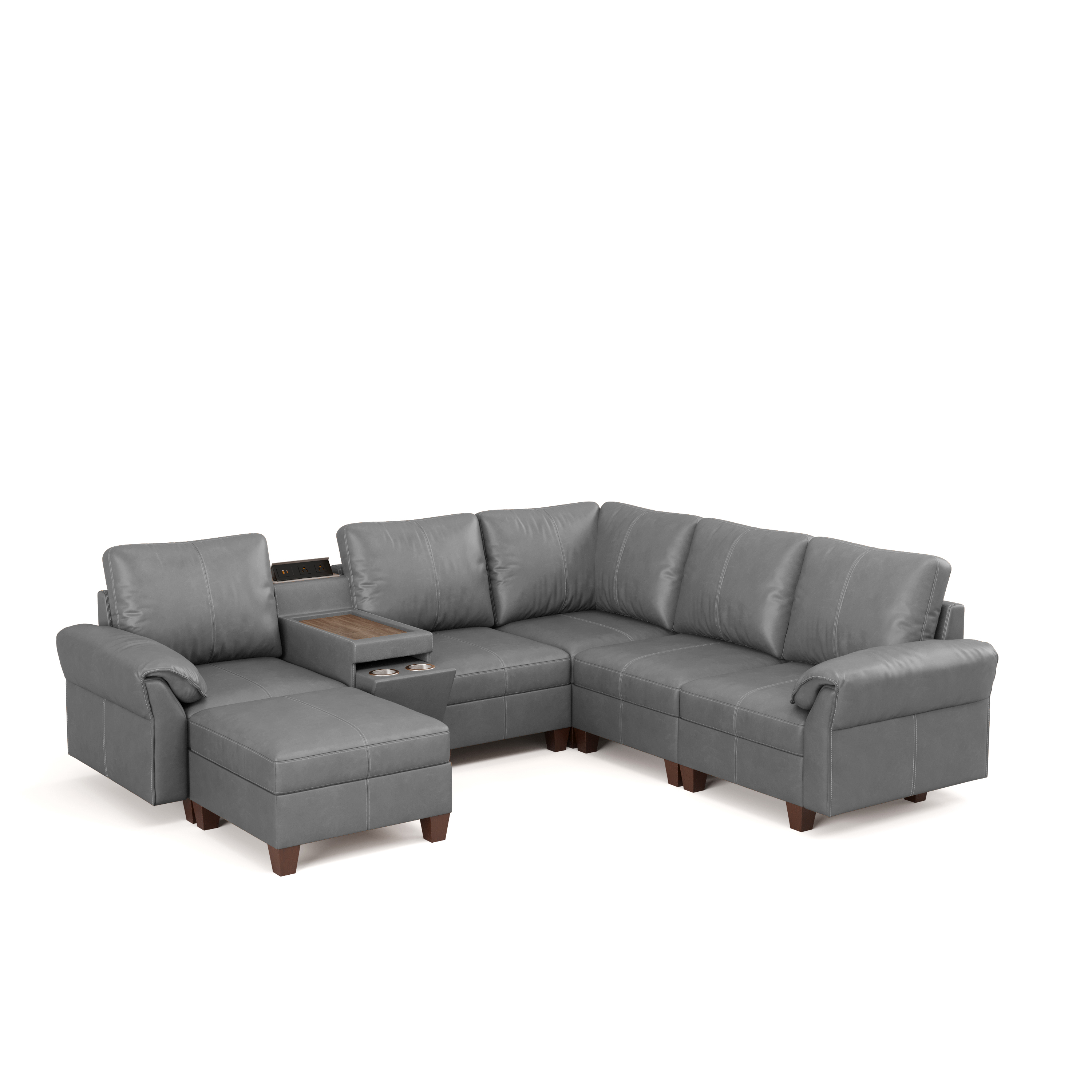 Nest Modular 6 Seats Sofa | Storage Console & Ottoman | SITJOY