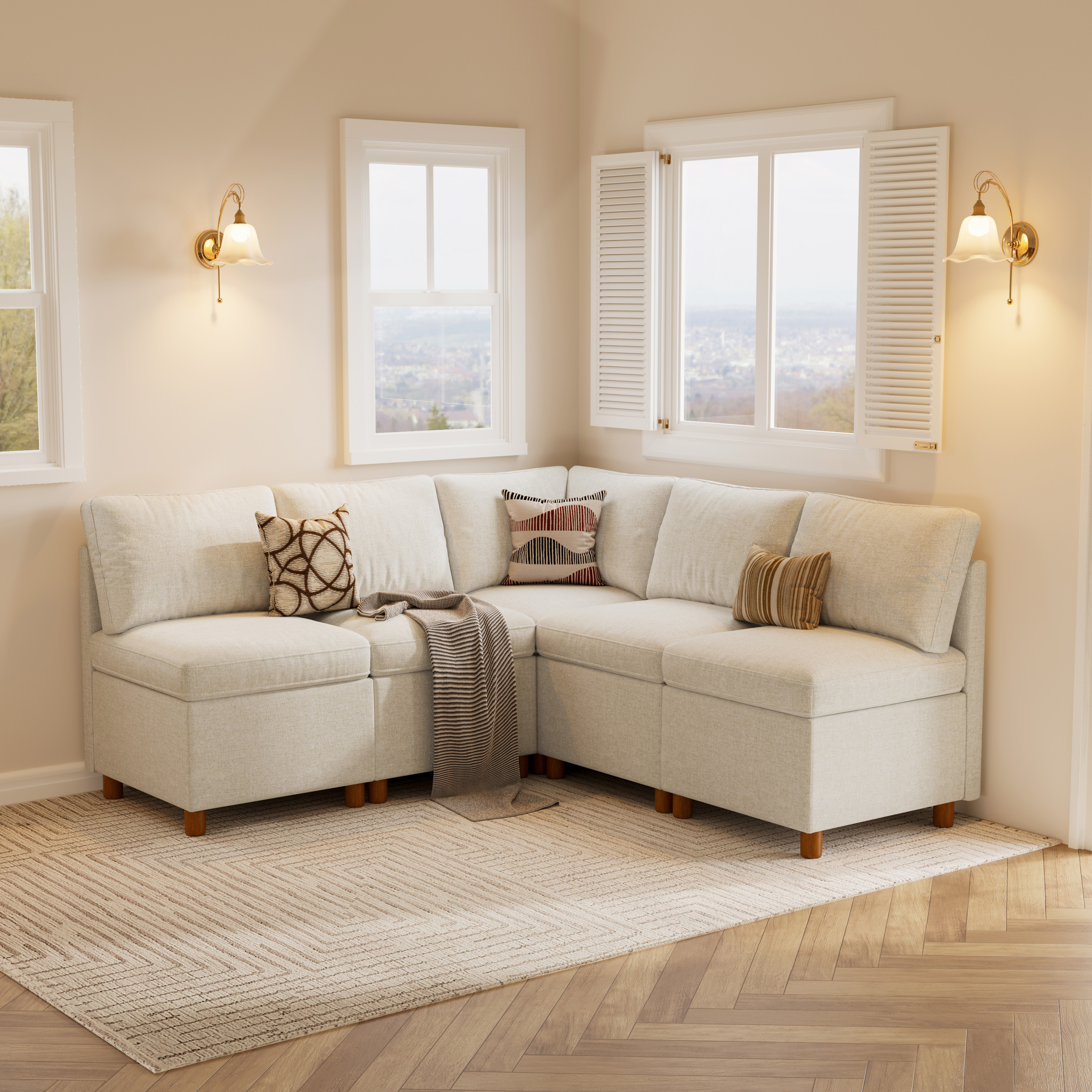 Aura 5-Seat L-Shaped Dining Booth with Hidden Storage