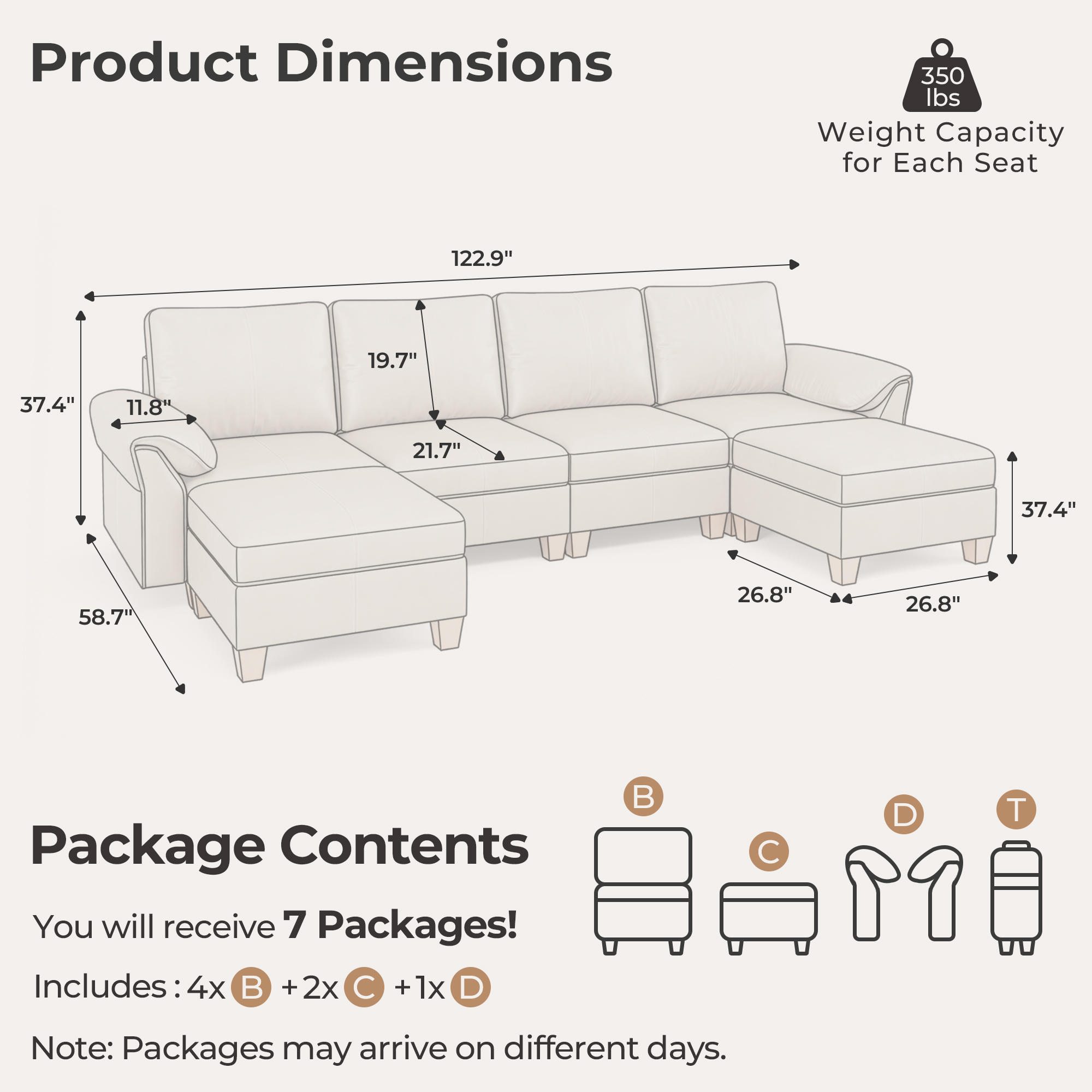 Nest 6-Seat Leather Sectional | with Chaise Lounge | SITJOY