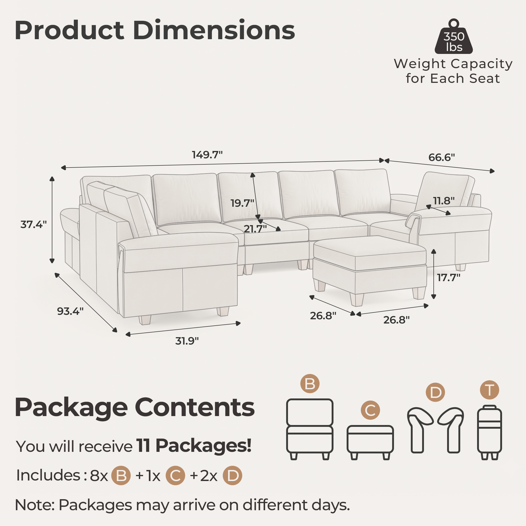 Nest 9-Seat Large Leather Couch | with Under-Seat Storage | SITJOY