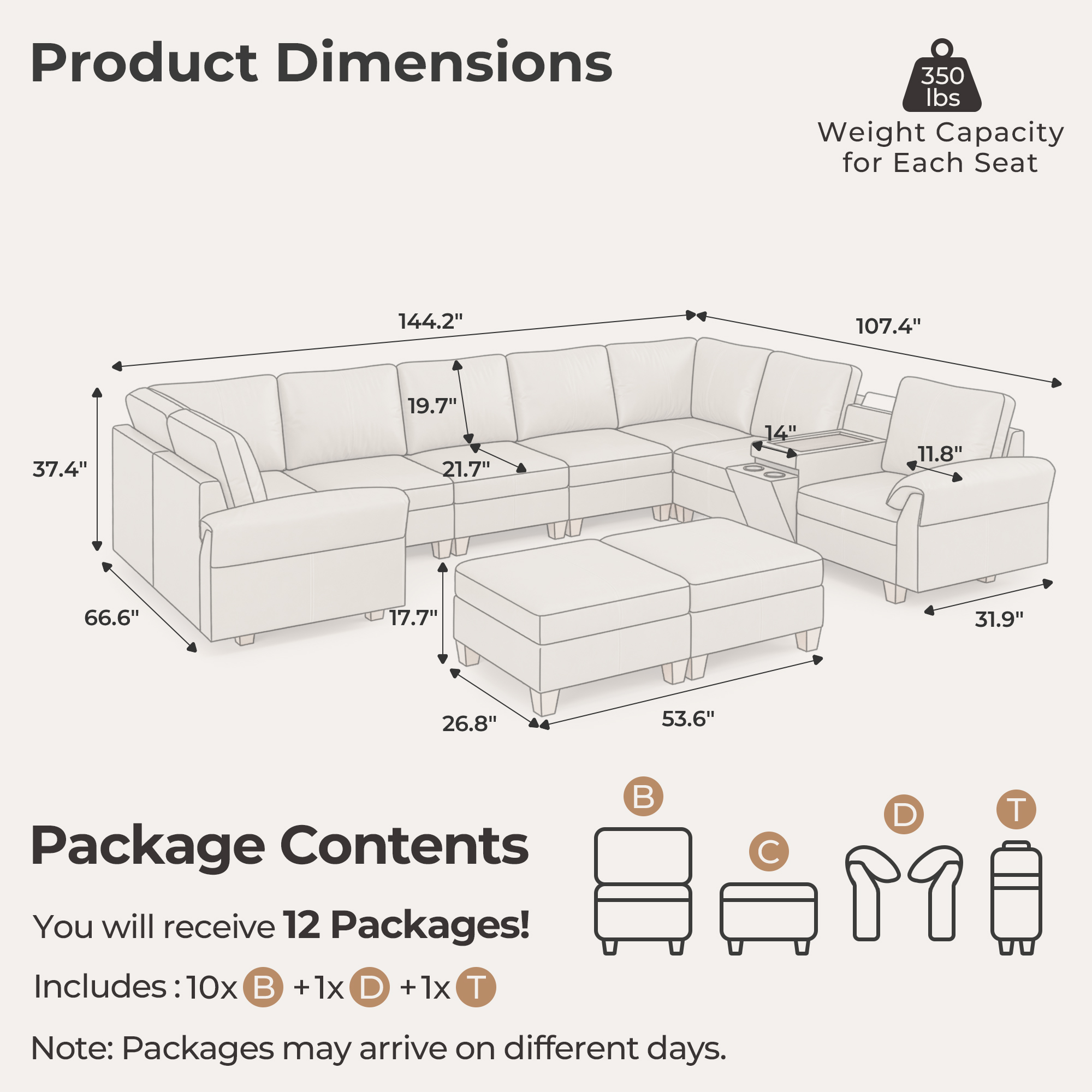 Nest 10-Seat Modular Leather Couch | Sofa Bed | SITJOY
