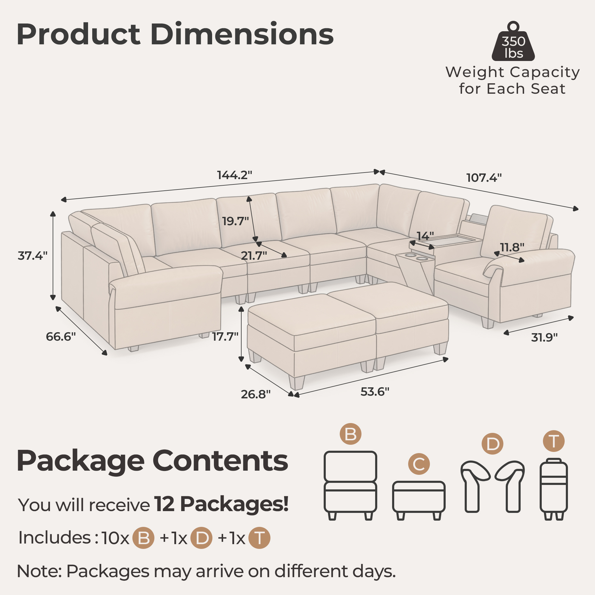 Nest 10-Seat Modular Leather Couch | Sofa Bed | SITJOY