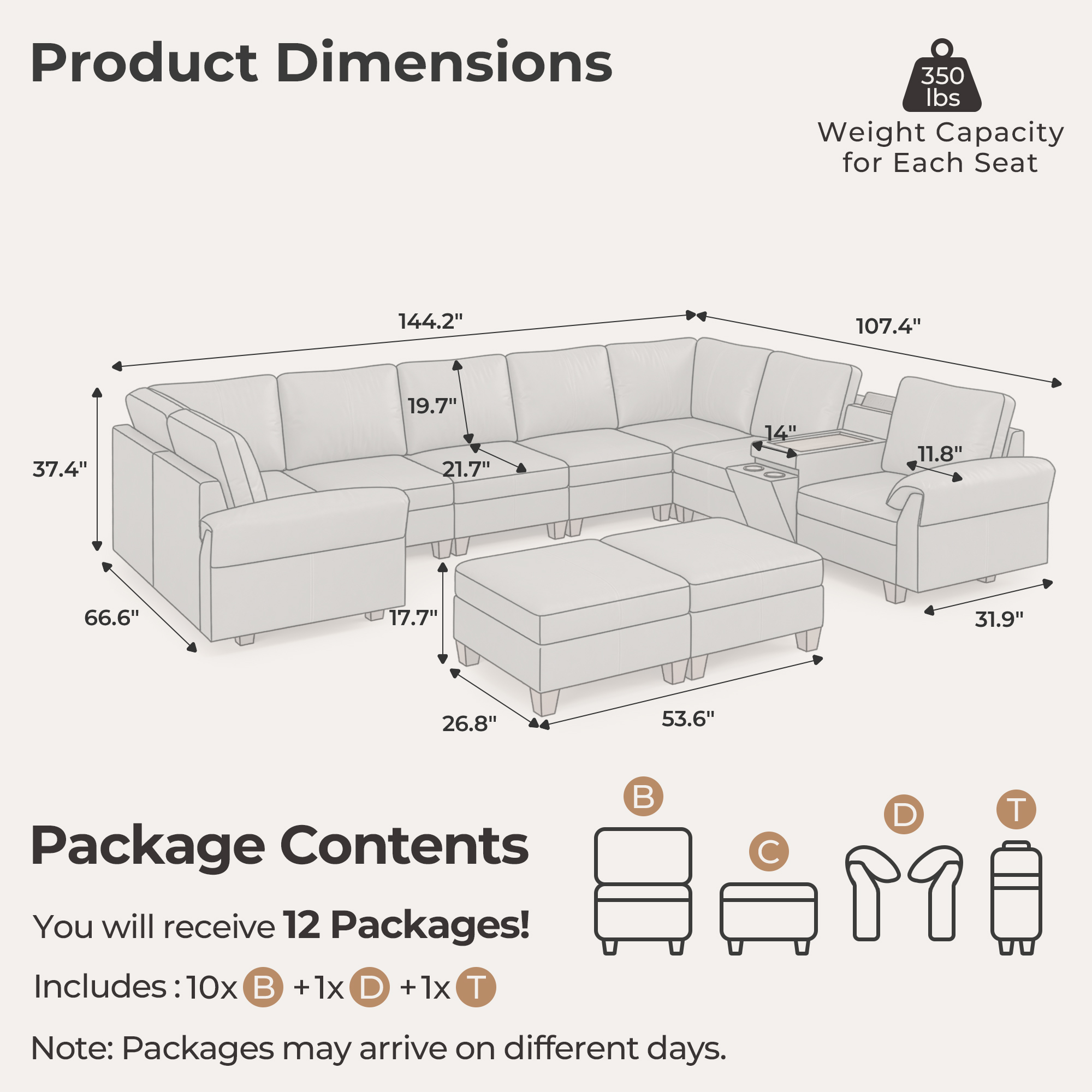 Nest 10-Seat Modular Leather Couch | Sofa Bed | SITJOY