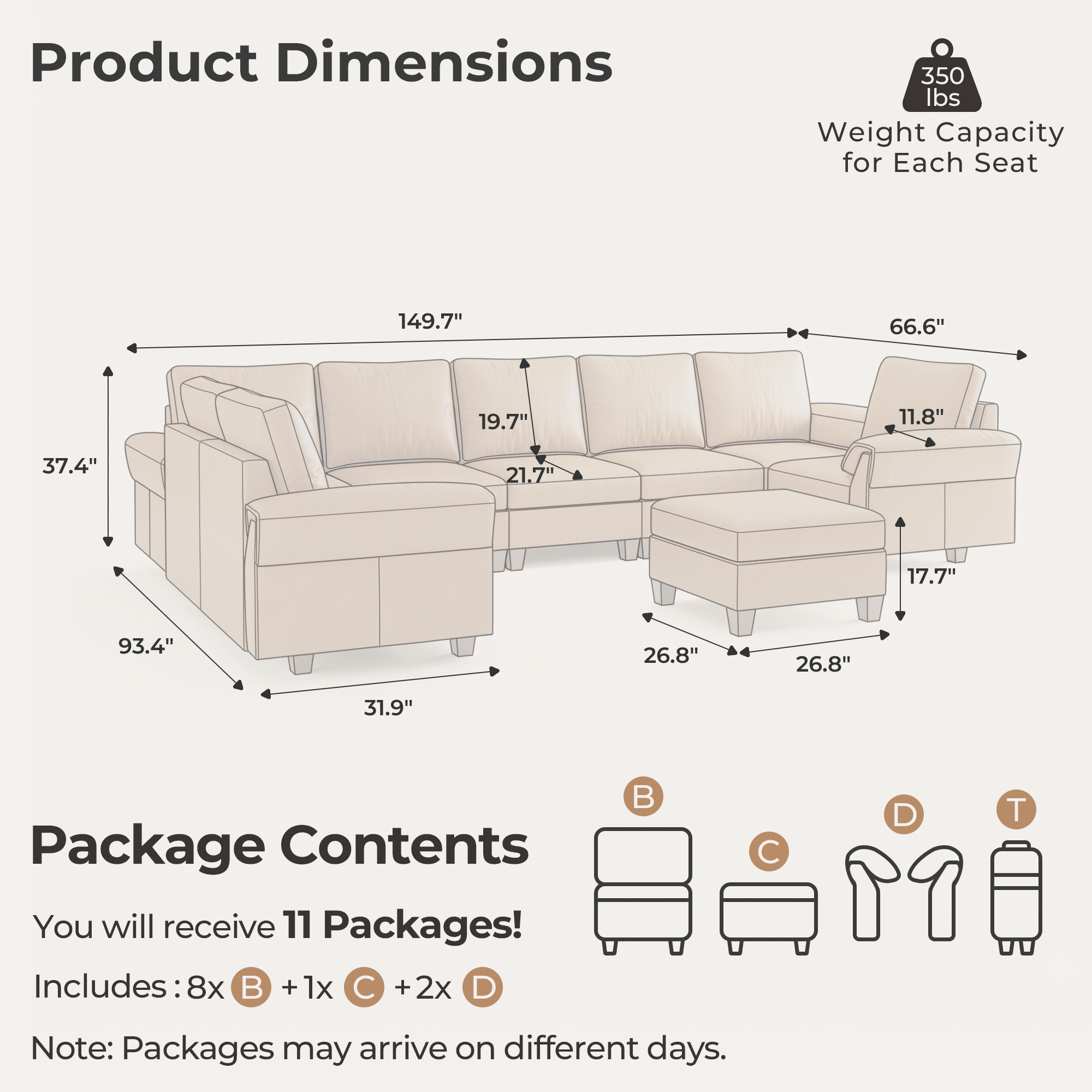Nest 9-Seat Large Leather Couch | with Under-Seat Storage | SITJOY