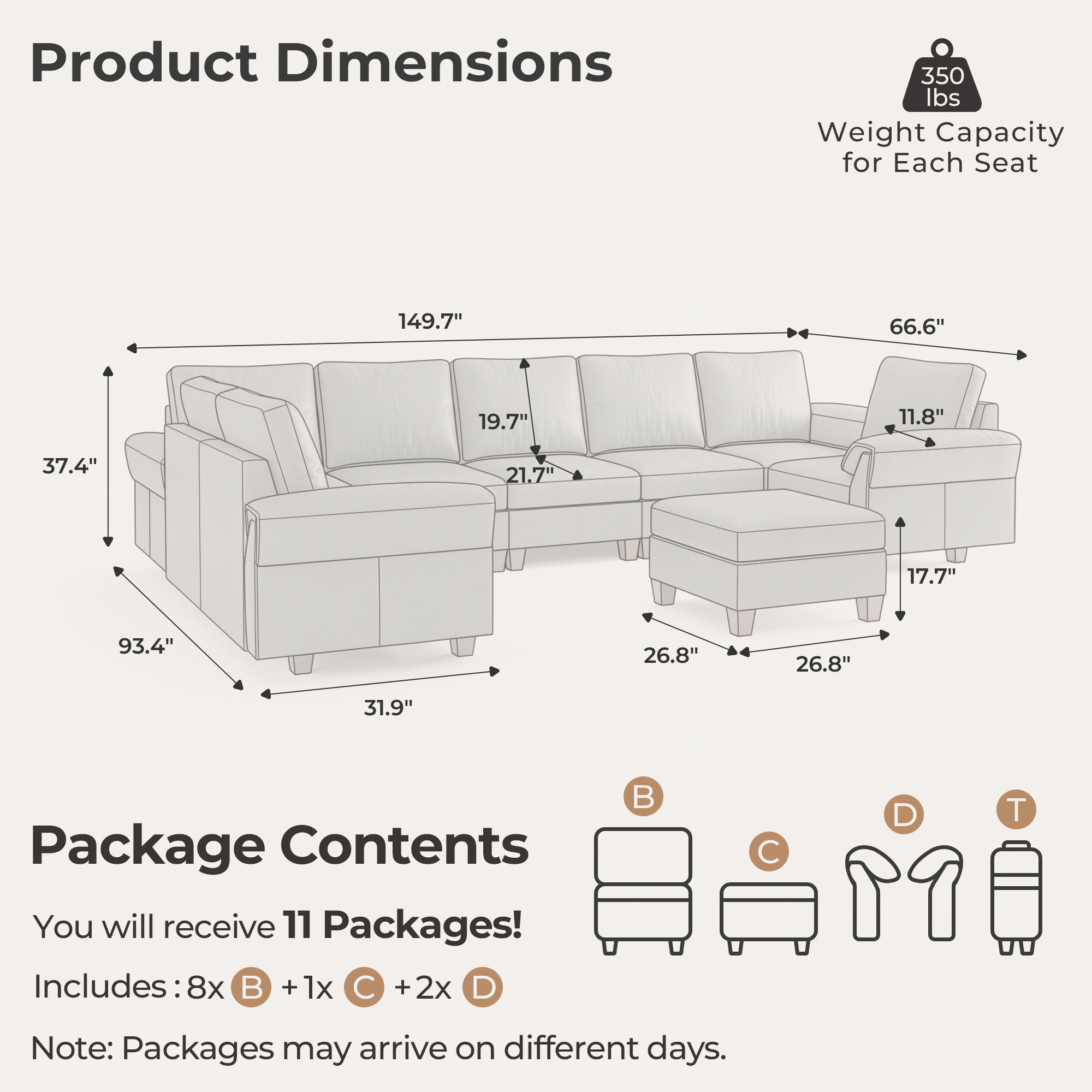 Nest 9-Seat Large Leather Couch | with Under-Seat Storage | SITJOY