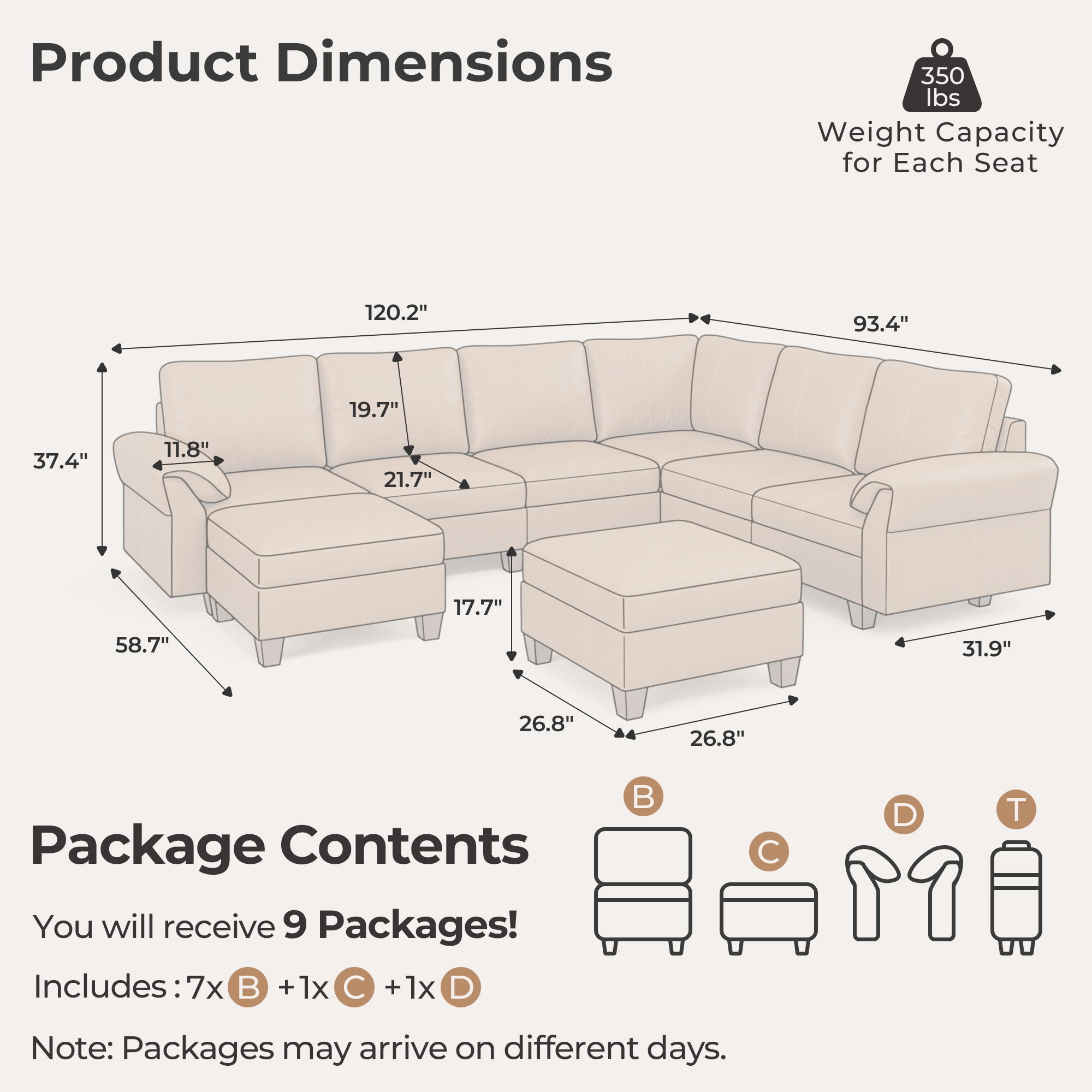 Nest 8-Seat Leather Sectional | Dual Storage Ottomans | SITJOY