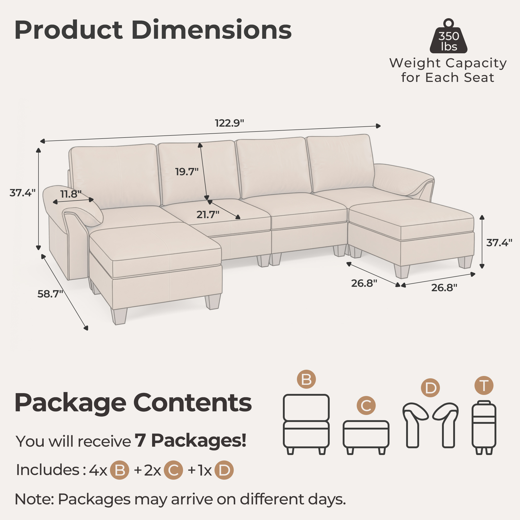 Nest 6-Seat Leather Sectional | with Chaise Lounge | SITJOY