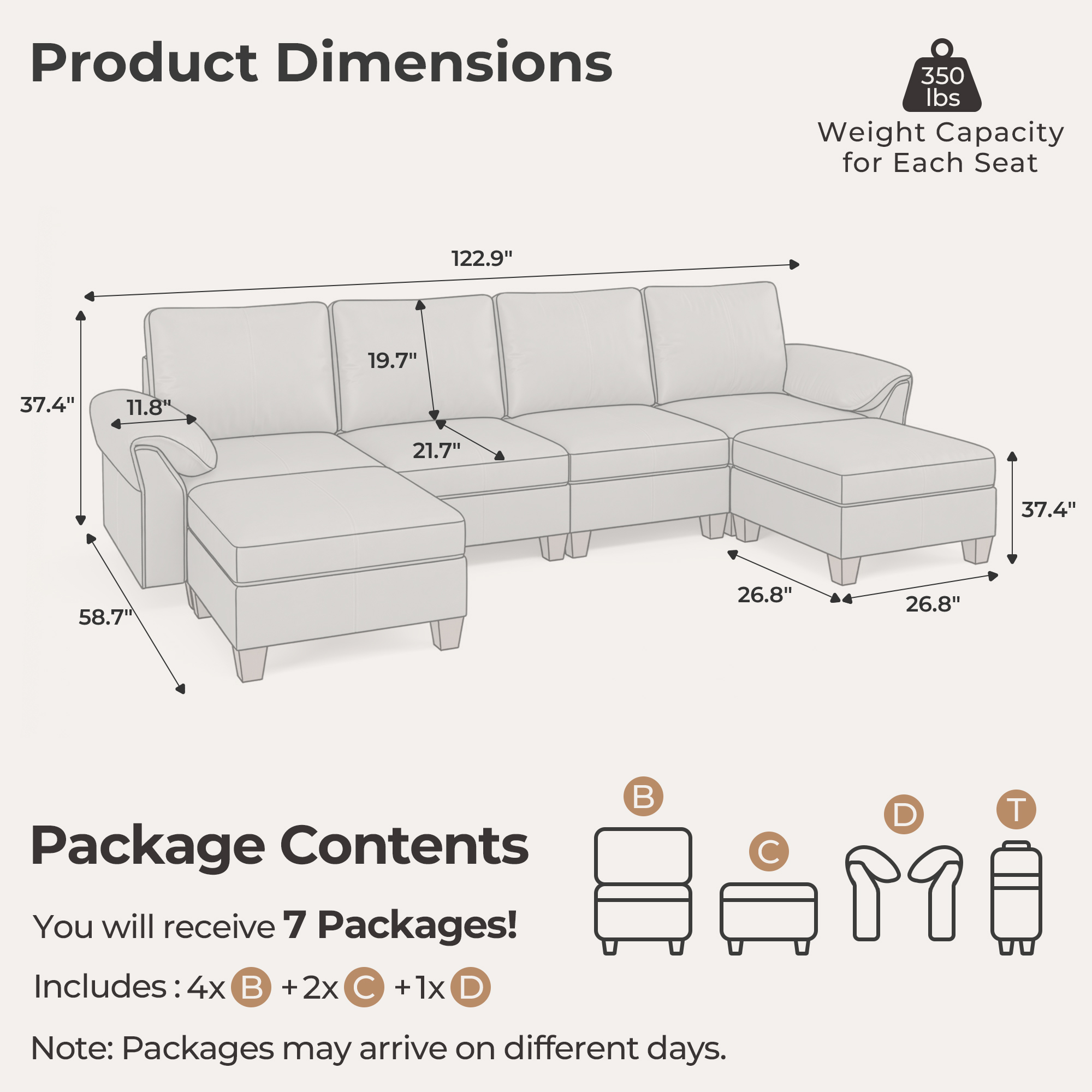 Nest 6-Seat Leather Sectional | with Chaise Lounge | SITJOY