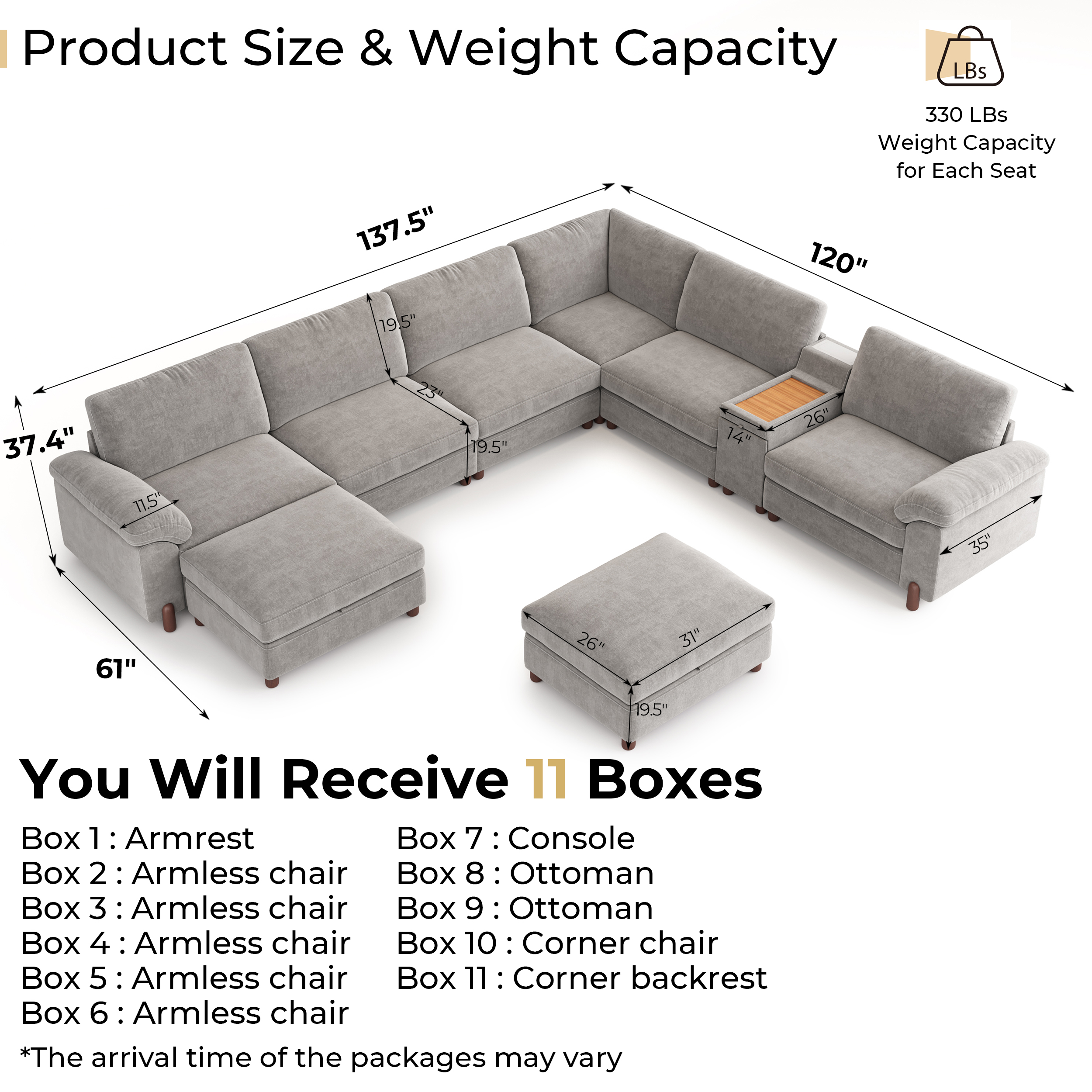 Vista 8-Seat Luxury U-Shaped | Leather Sectional Couch | SITJOY