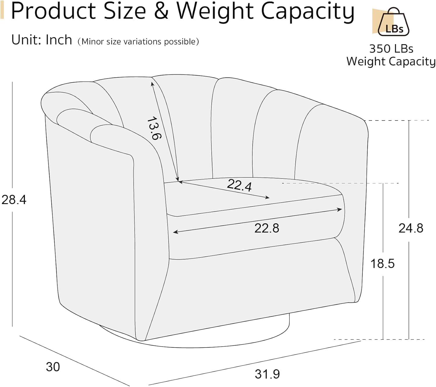 Swivel Accent Chair with 360° Rotation | SITJOY