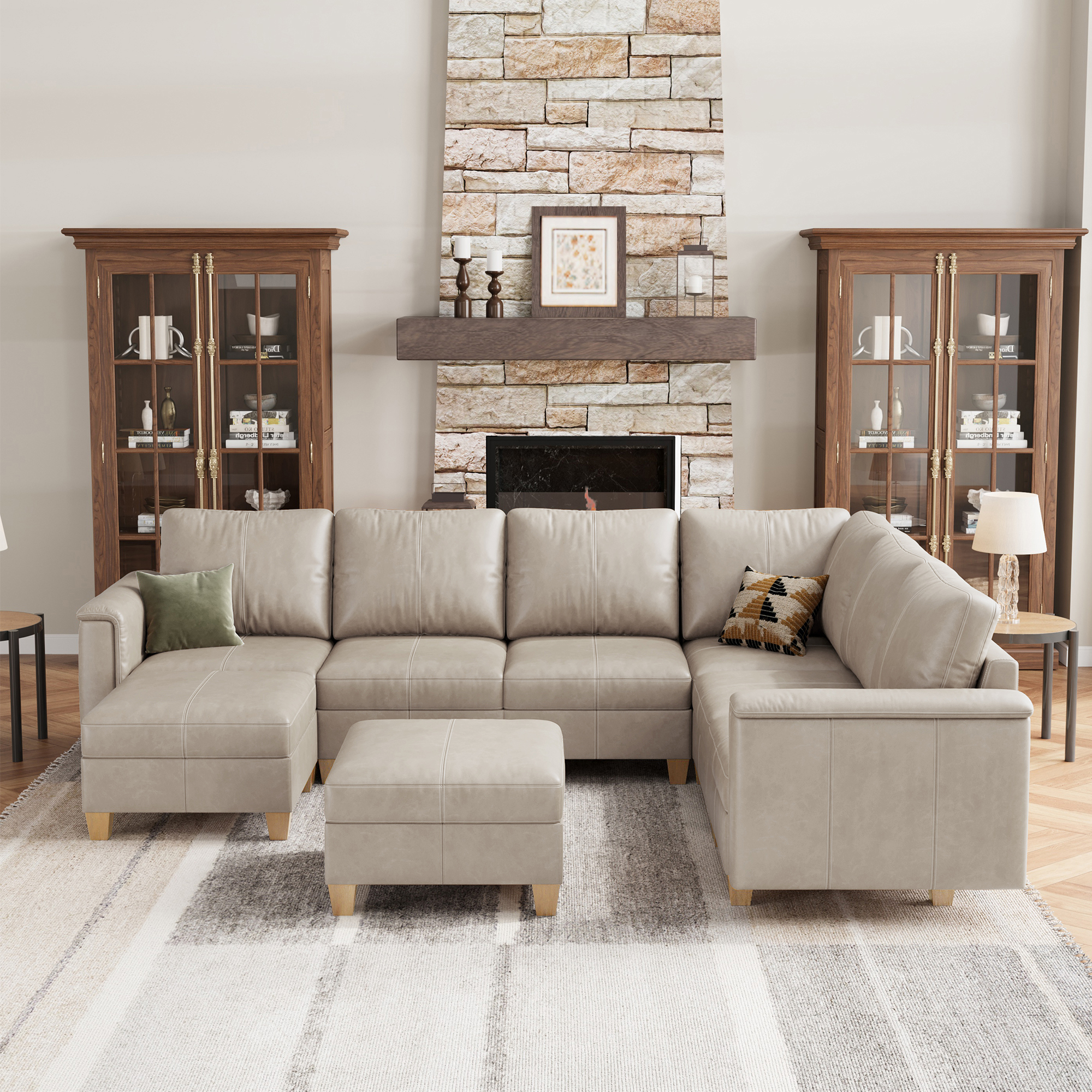Nexus 8-Seat Faux Leather Modular Sofa