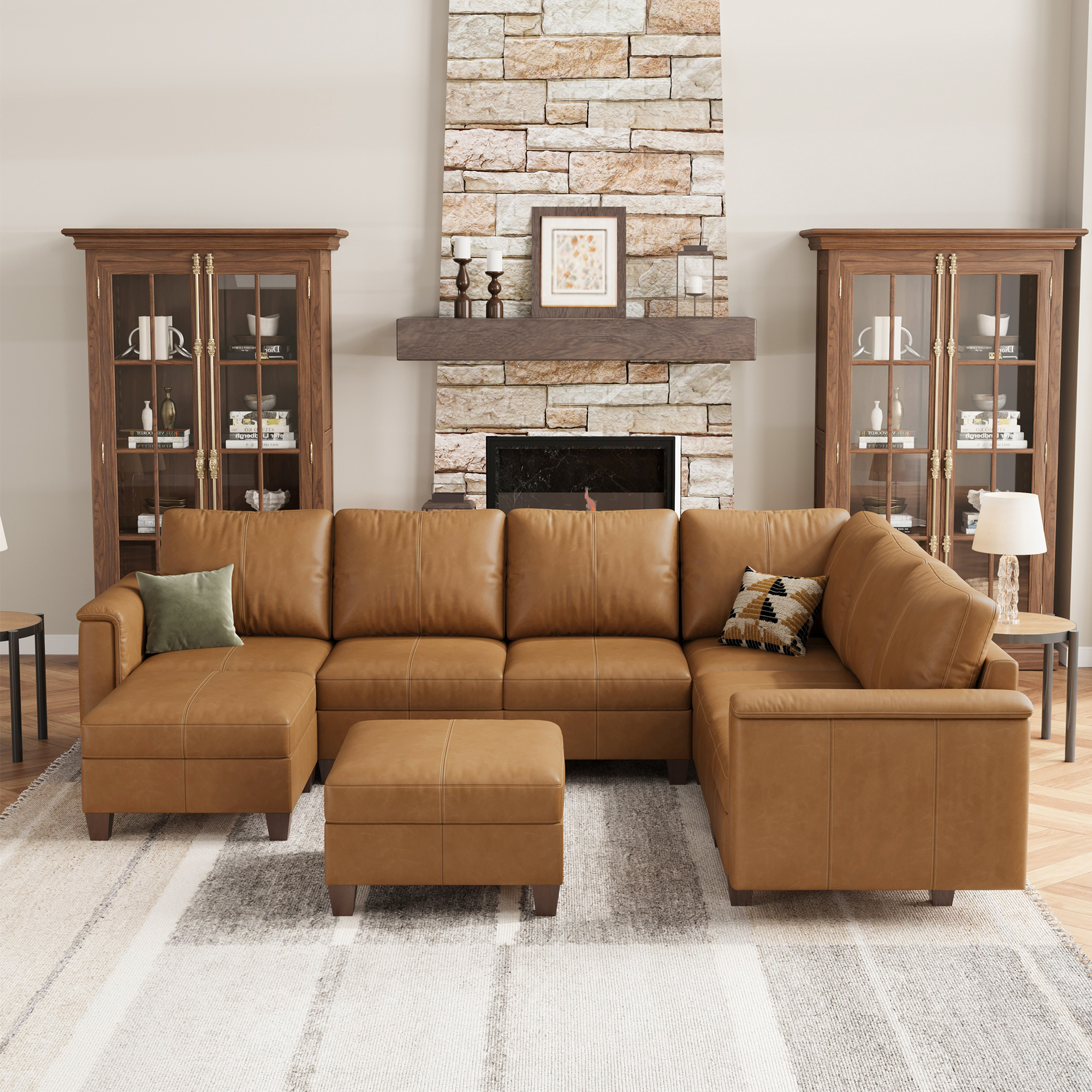 Nexus 8-Seat Faux Leather Modular Sofa