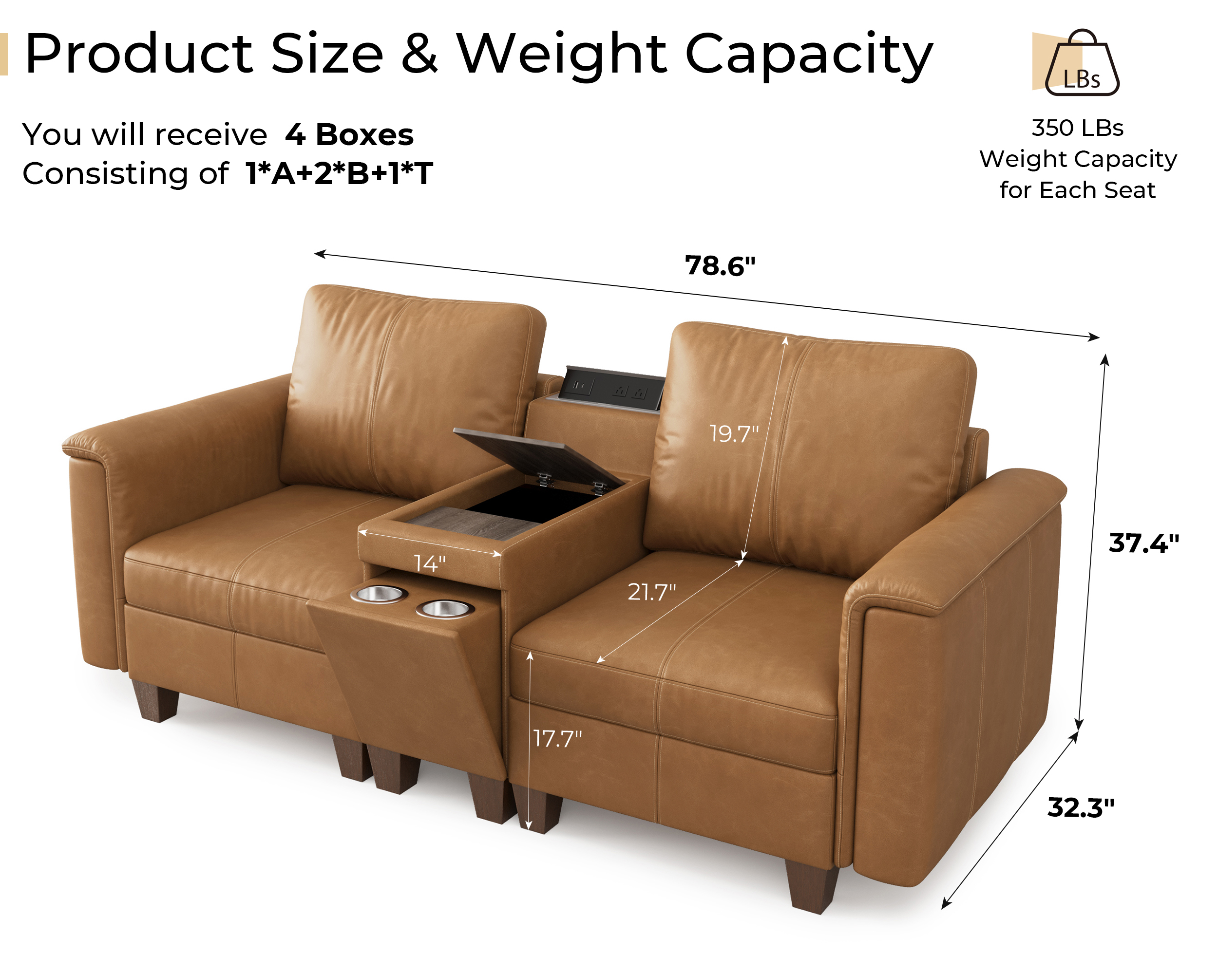 Nexus 2-Seat Sofa | Faux Leather Couch for Living Room | SITJOY