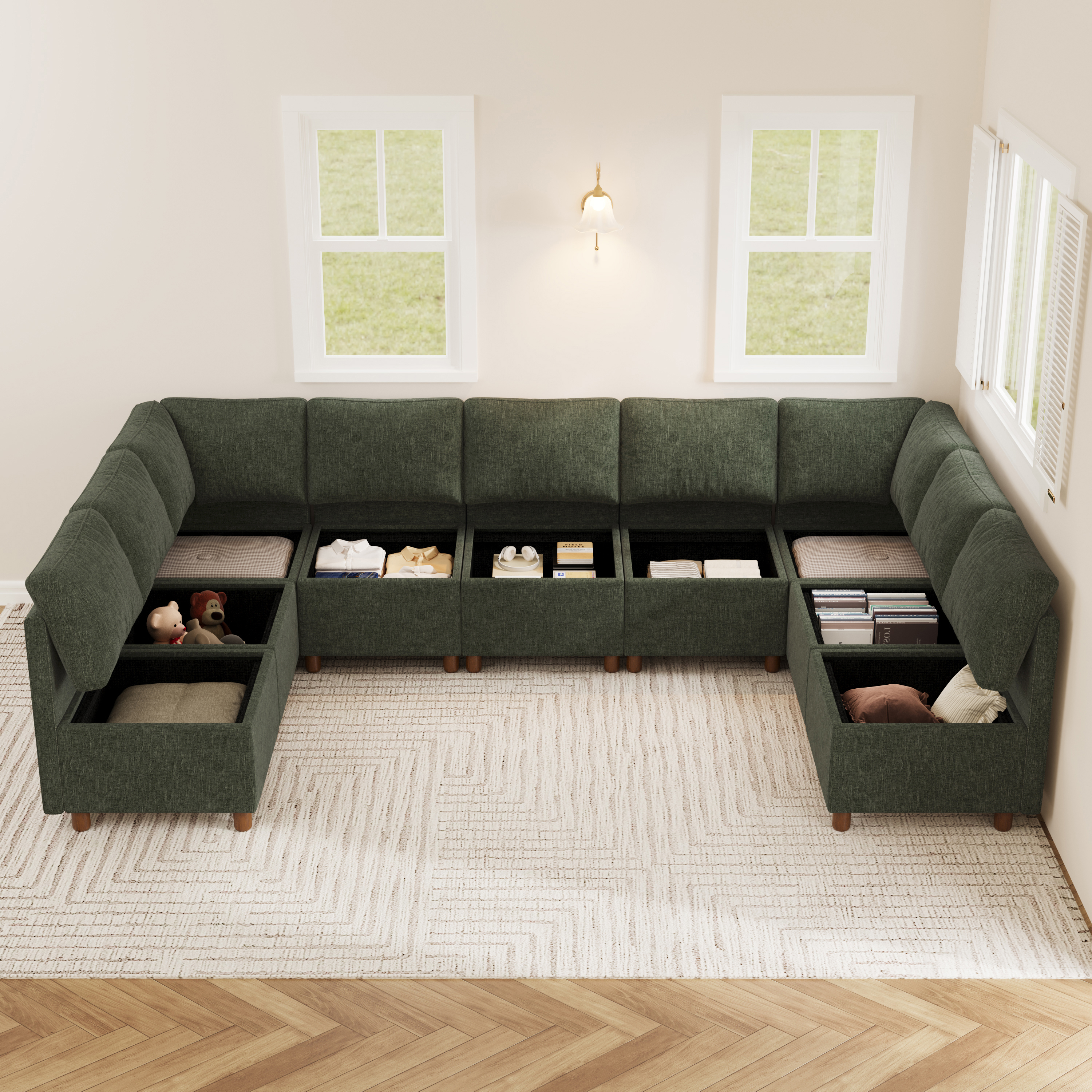 Aura 9-Seat U-Shaped Breakfast Nook with Hidden Storage