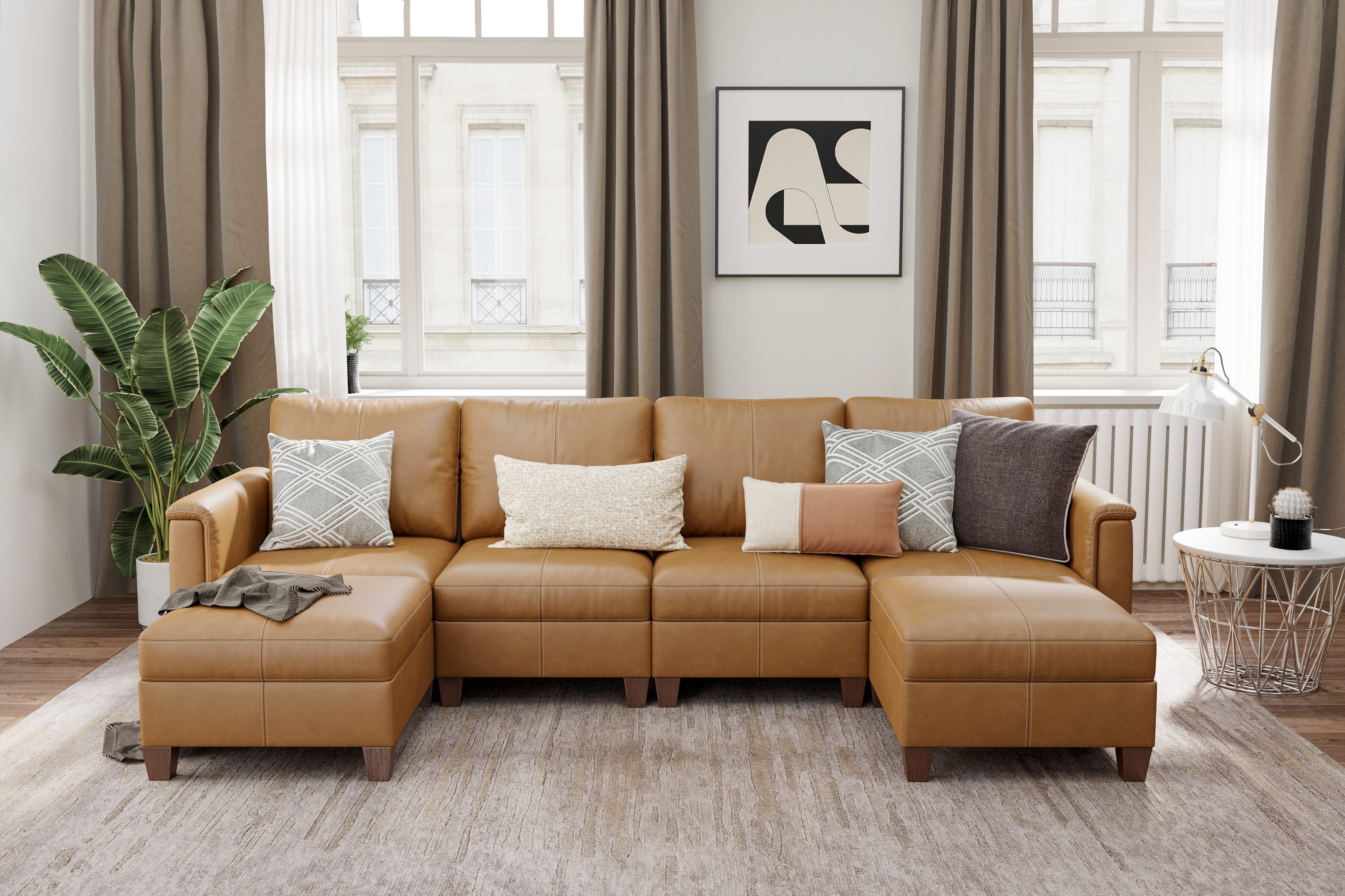 MS-01 Modular SectionaL Sofa 4 Seats with 2 Ottomans