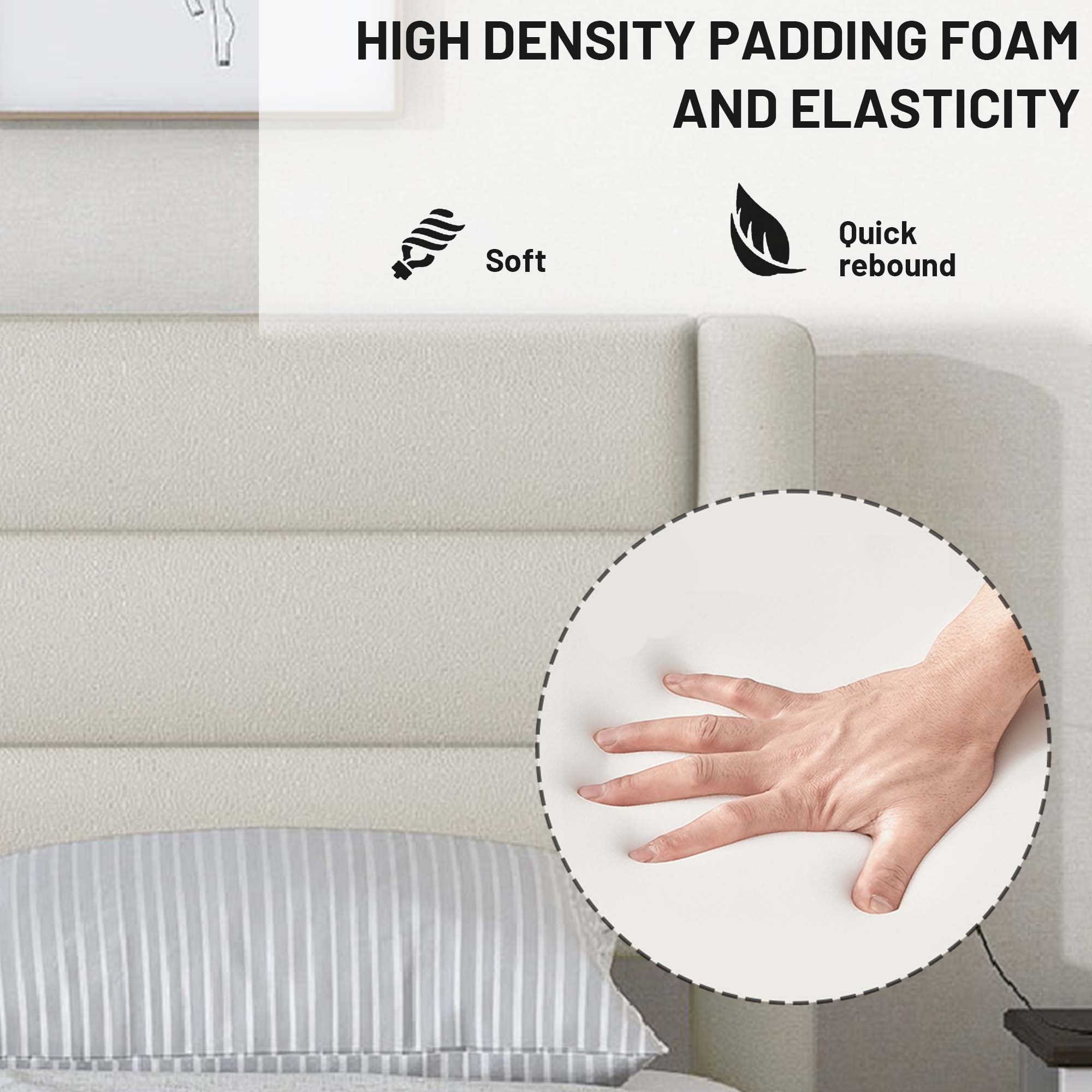 Queen Size Bed Frame with Drawers Storage, Leather Upholstered Platform Bed with Charging Station