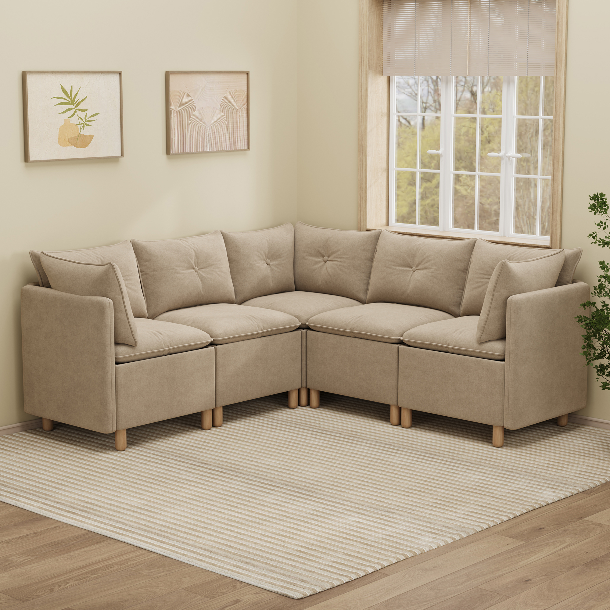 5-Seat Cozy Corner Sectional with Hidden Storage