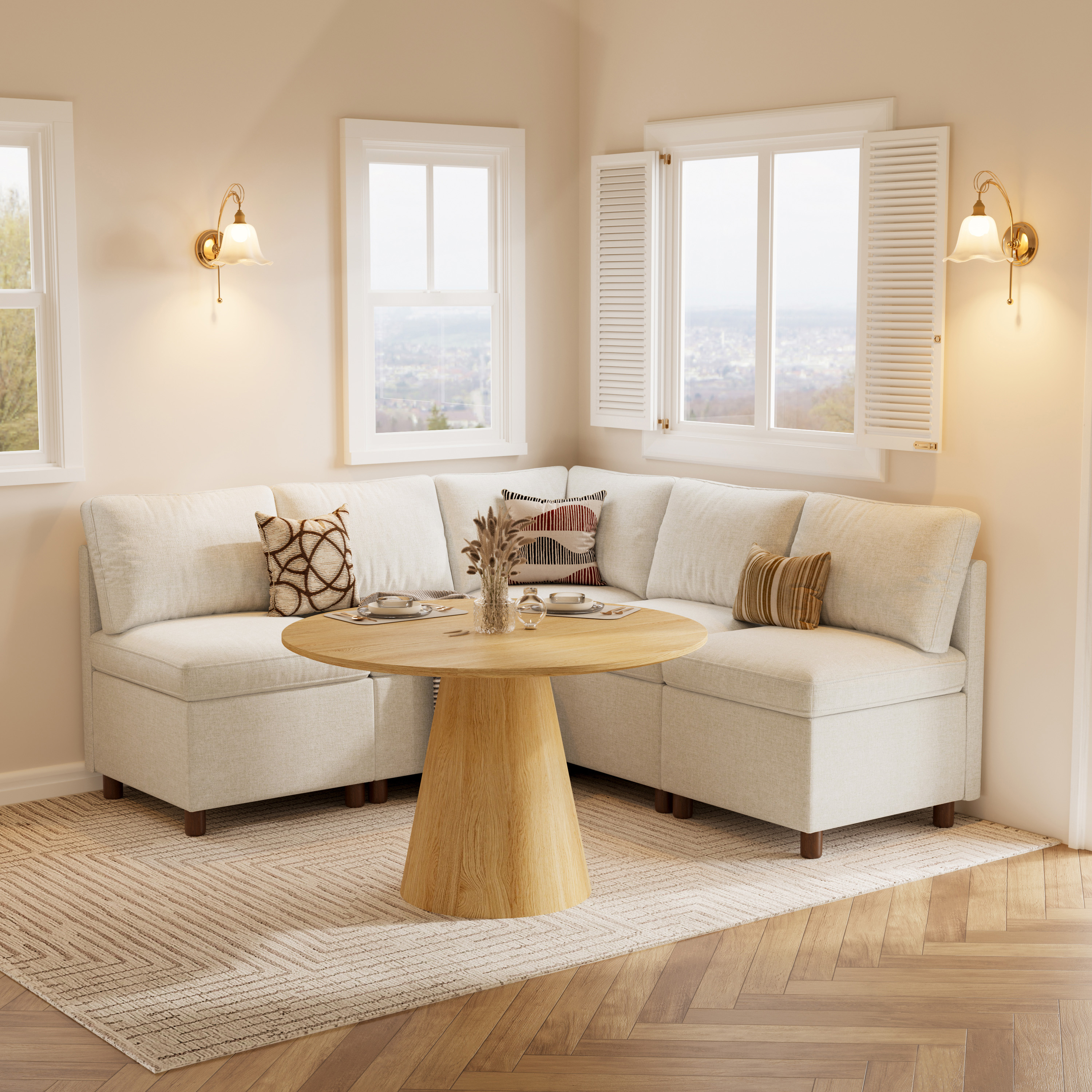 SITJOY Aura | Modular L-Shaped Breakfast Nook with Hidden Storage