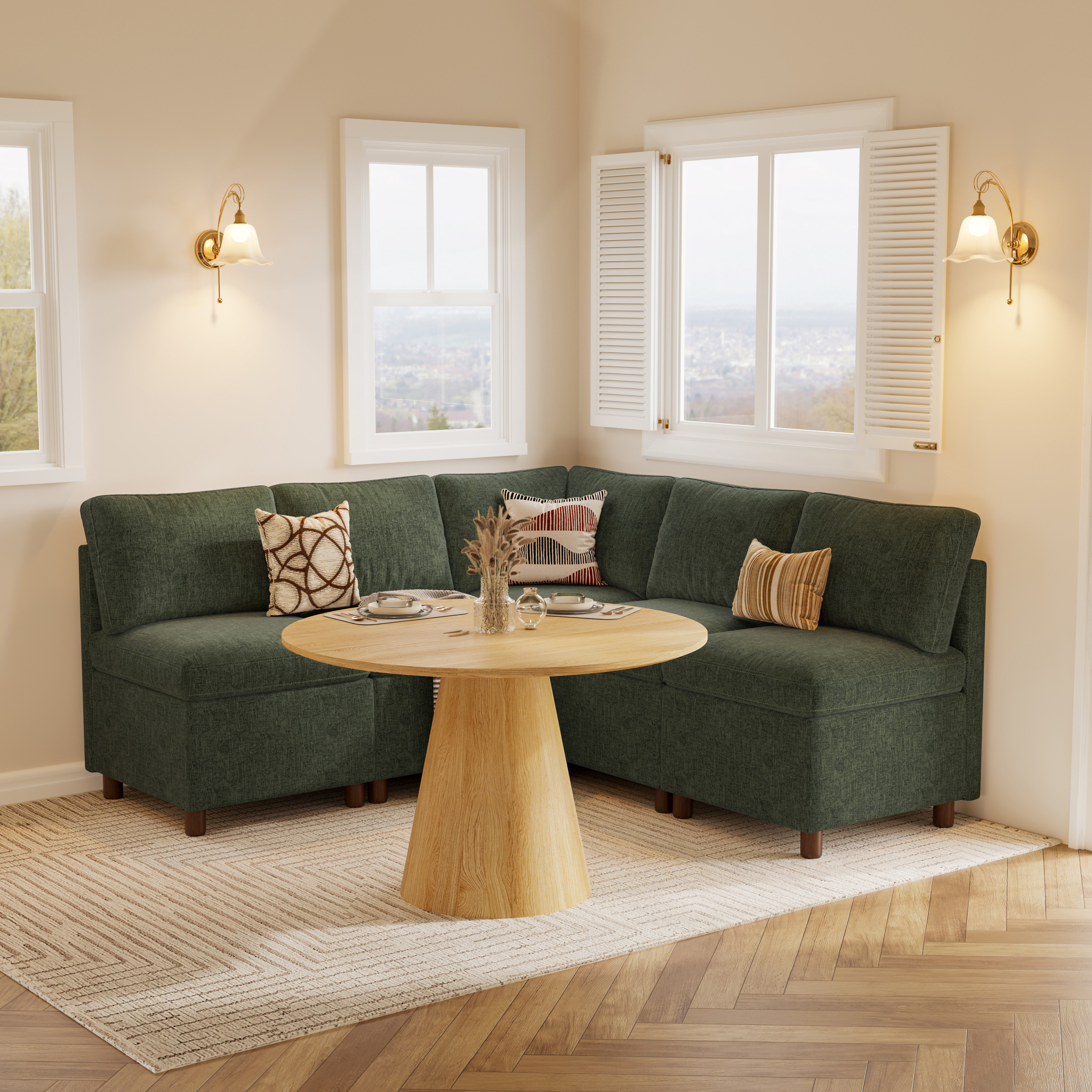 SITJOY Aura | Modular L-Shaped Breakfast Nook with Hidden Storage