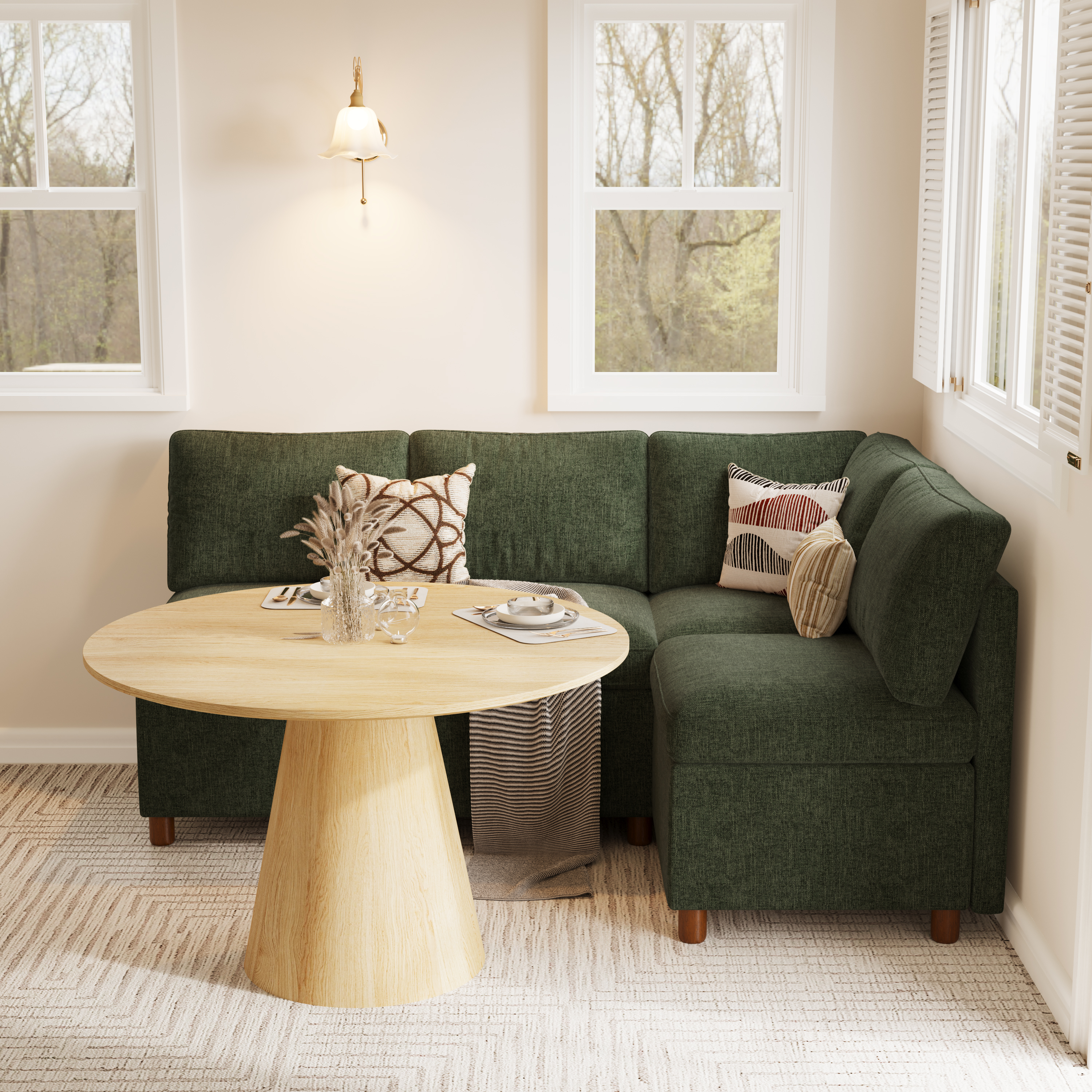 Aura 4-Seat L-Shaped Breakfast Nook with Hidden Storage