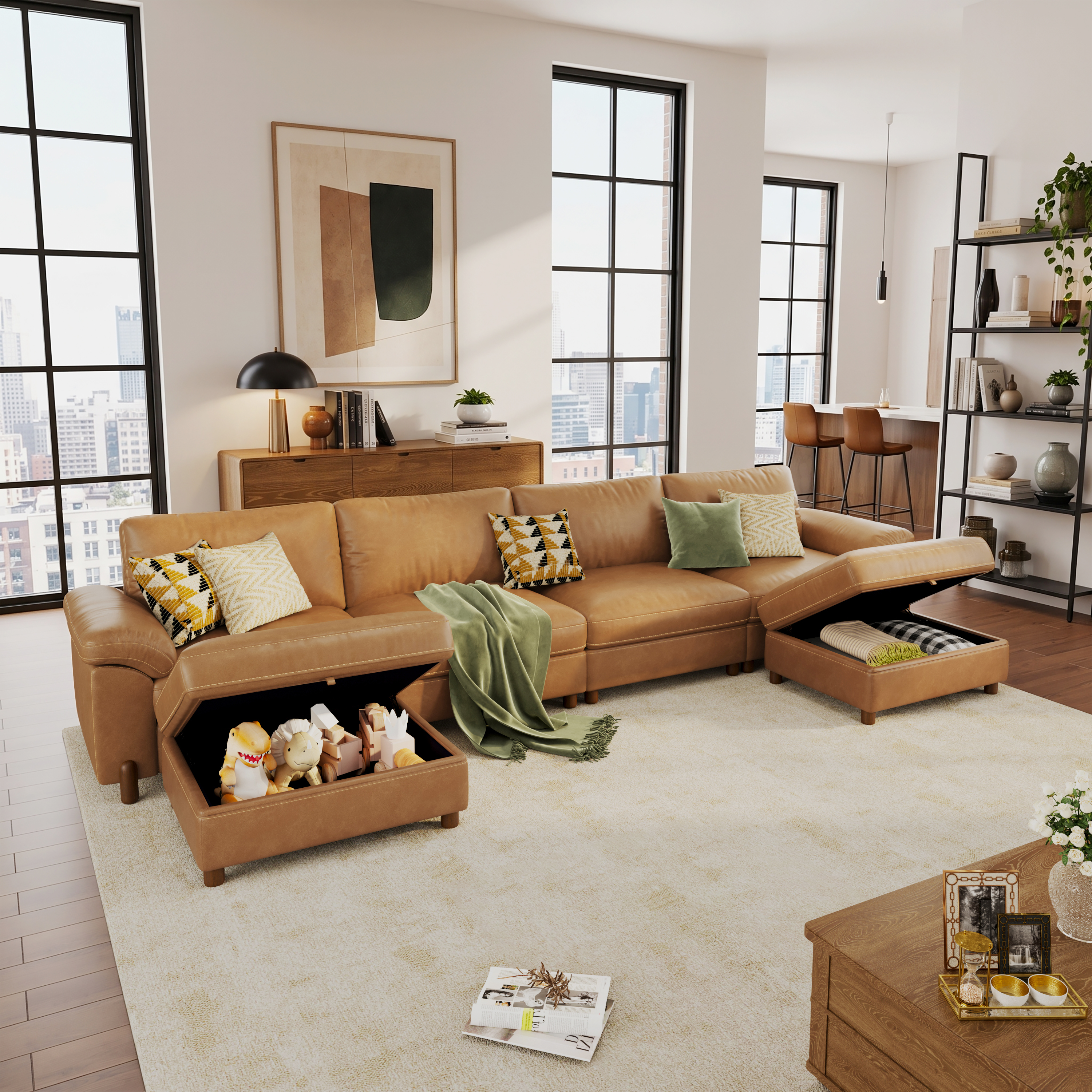 Vista 6-Seat U-Shaped Sectional with Hidden Storage