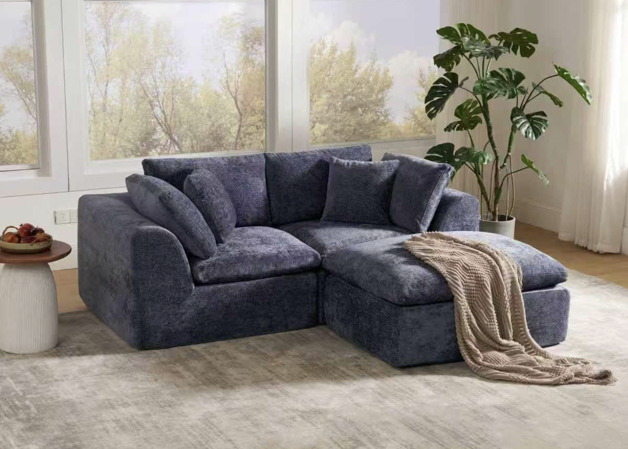 YS-01 Boneless Cloud Sectional Couch 2 Seats with 1 Ottoman